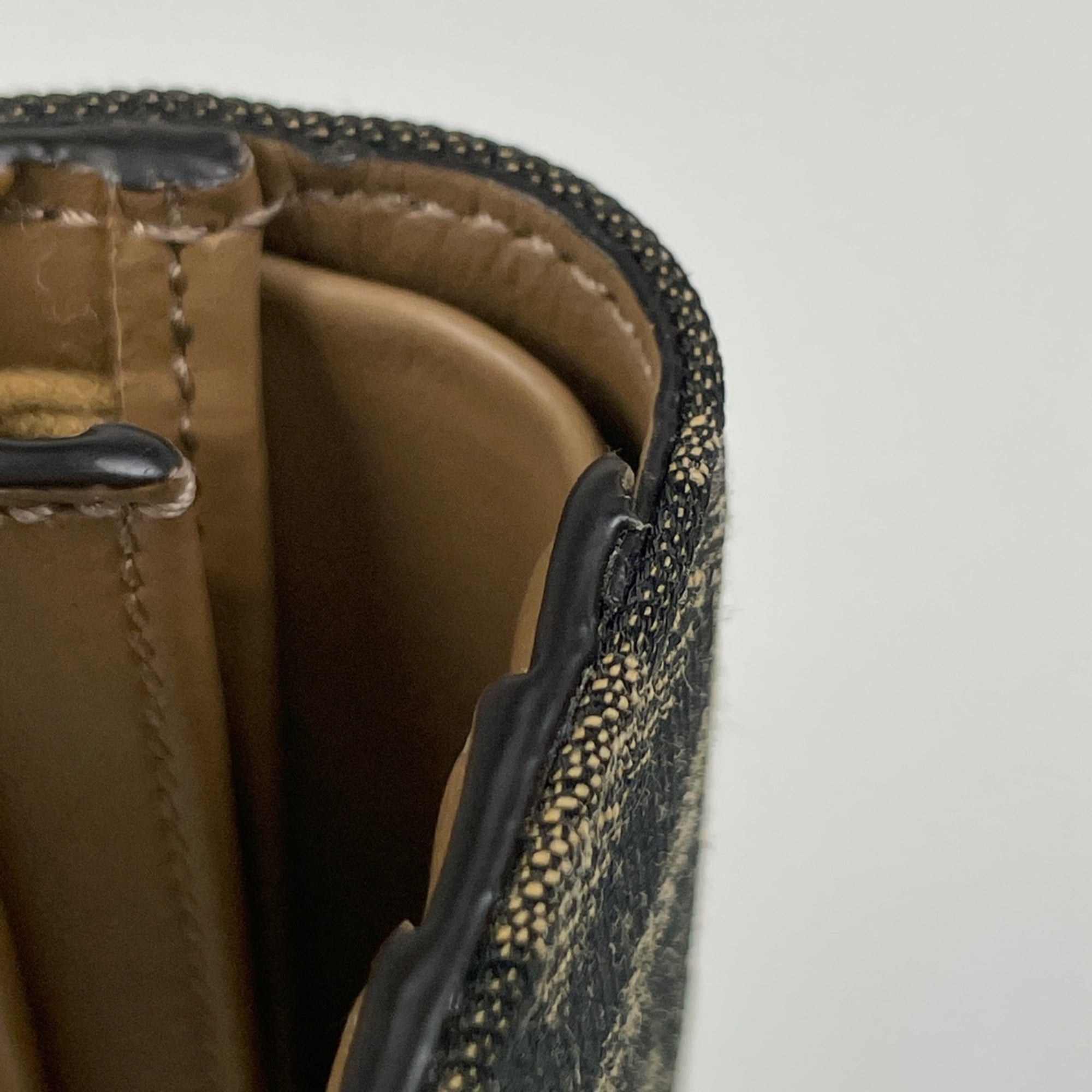 Fendi Zucca Print Bifold Wallet with Bill Compartment and Coin Purse, Brown Canvas, A98P, Women's