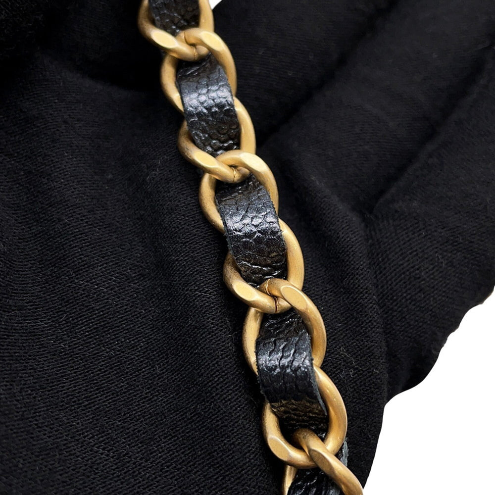 Chanel Chain Shoulder Bag Matelassé Coco Mark Phone Holder Caviar Skin AP3482 CHANEL Smartphone Case Handbag — Like New