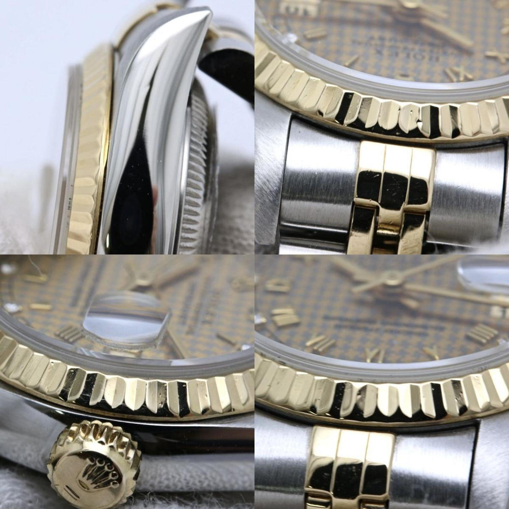 ROLEX Datejust 10P Diamond Houndstooth Gold 69173G Women's Watch 40548 — Good