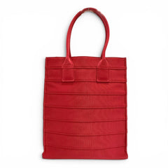 Salvatore Ferragamo FERRAGAMO 213986 Front Logo Leather Grosgrain Square Tote Bag Red Made in Italy Women's with Dust — Like New