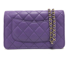CHANEL A33814 CC Coco Mark Matelasse Chain Wallet Shoulder Bag Caviar Skin Women's Purple — New - Store Return