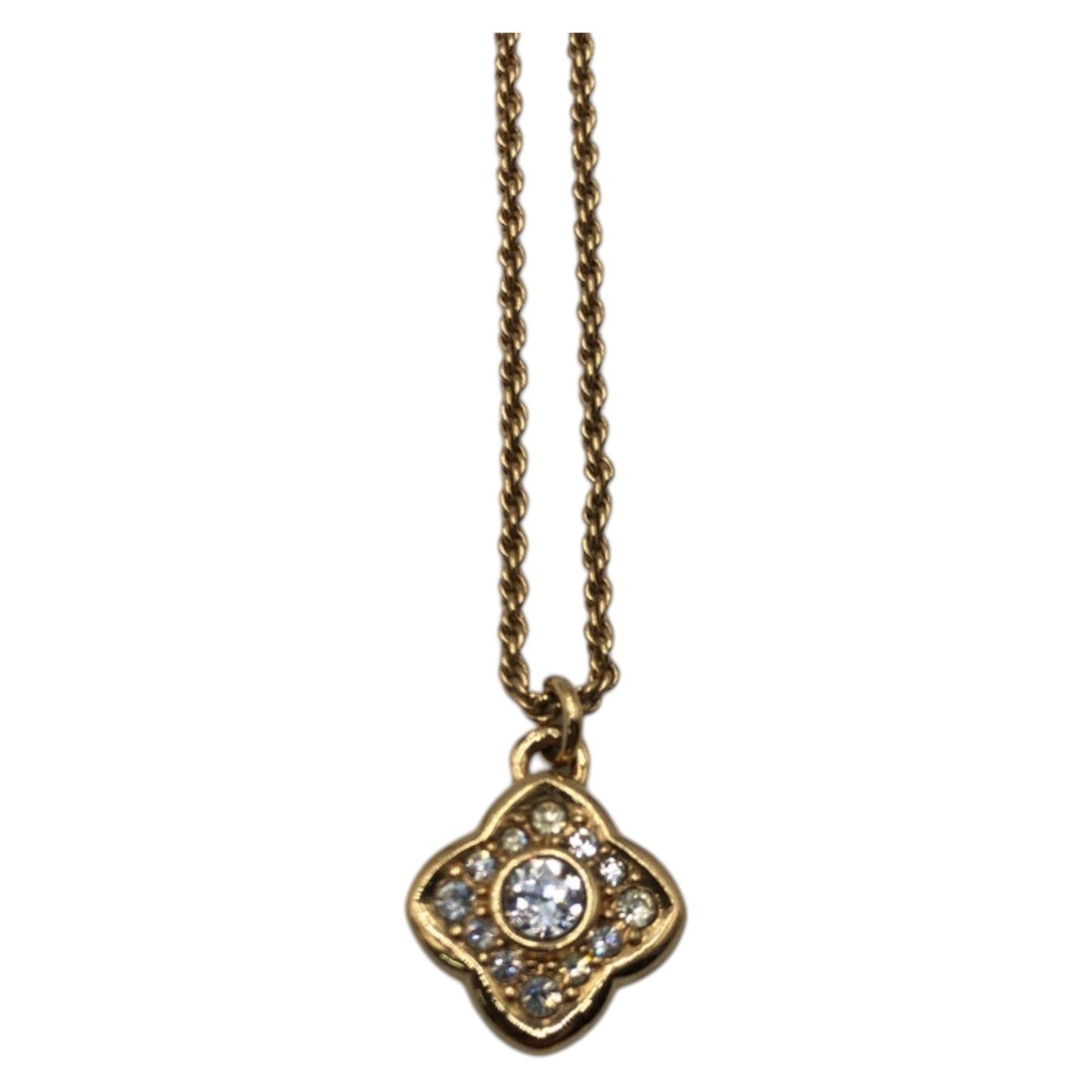 Christian Dior Dior Vintage Rhinestone Gold Metal Necklace Pendant for Women