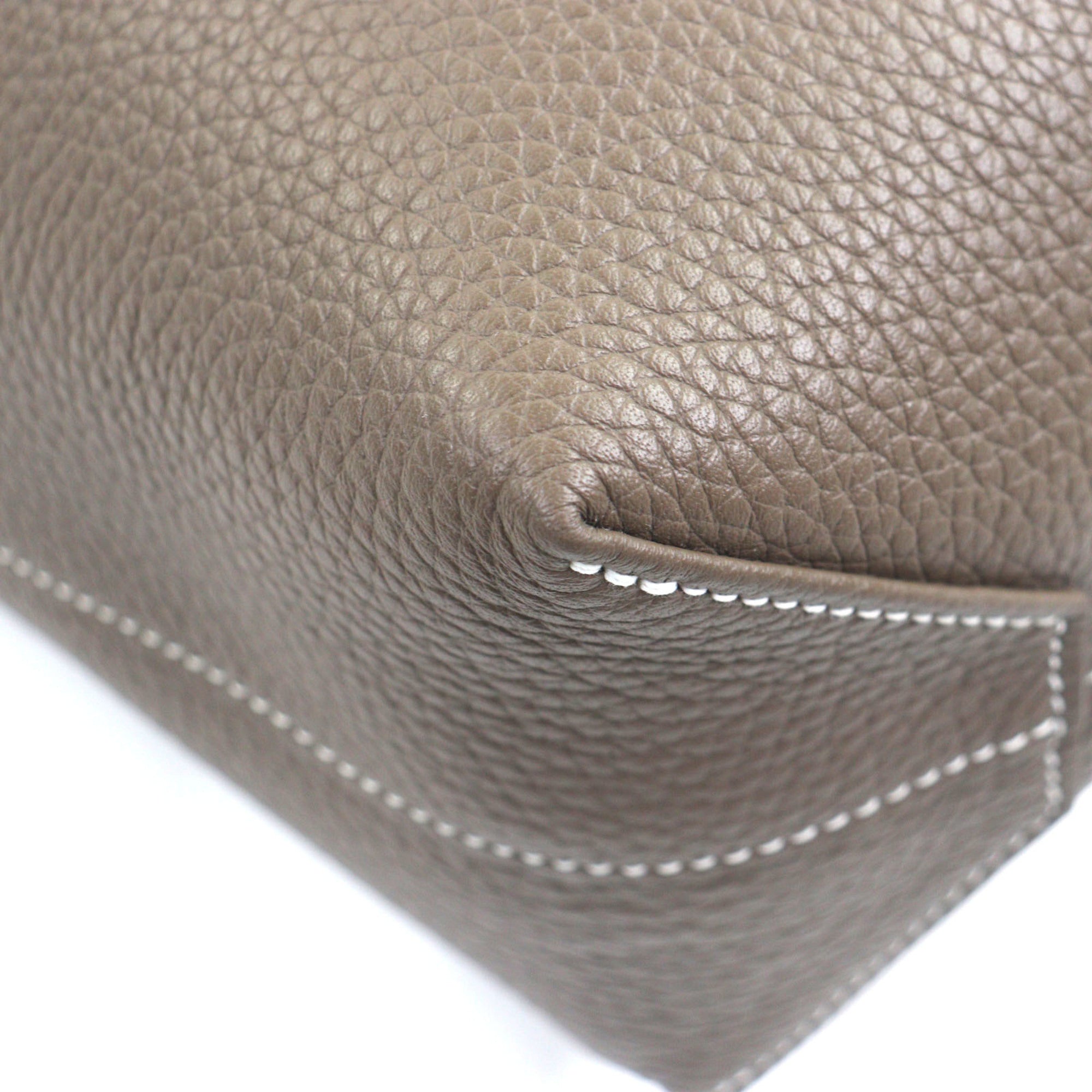 HERMES Double Sens 45 Tote Bag, Taurillon Clemence Leather, Etoupe/Ebene, K Stamp, with Dust Made in France, Men's — Like New