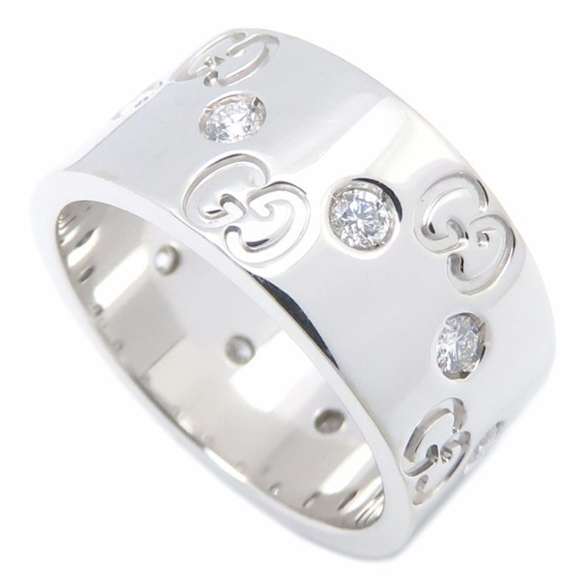 GUCCI Icon Wide Ring, Diamond Size 11, K18WG, Women's, Item No. 295401 — Like New
