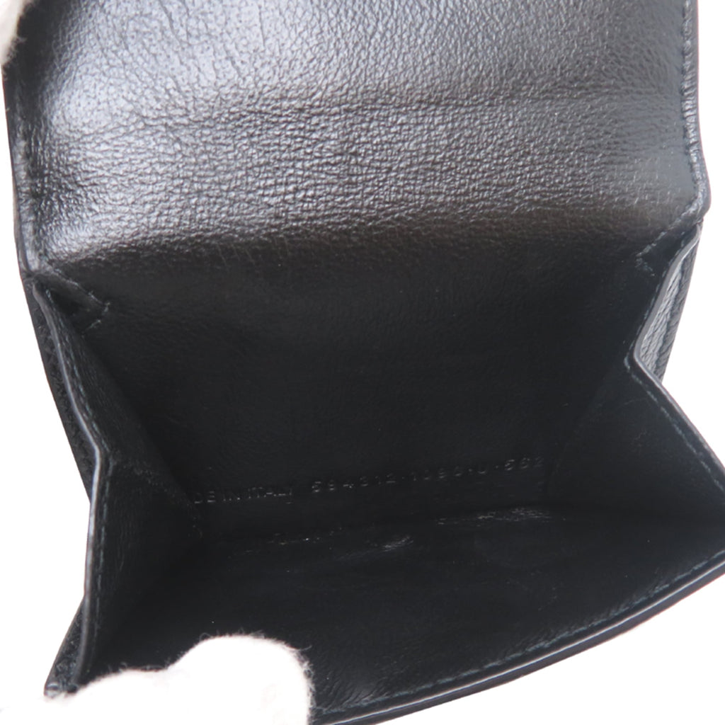Balenciaga Cash Mini Wallet, Women's and Men's Tri-fold Wallet 594312, Calfskin, Black