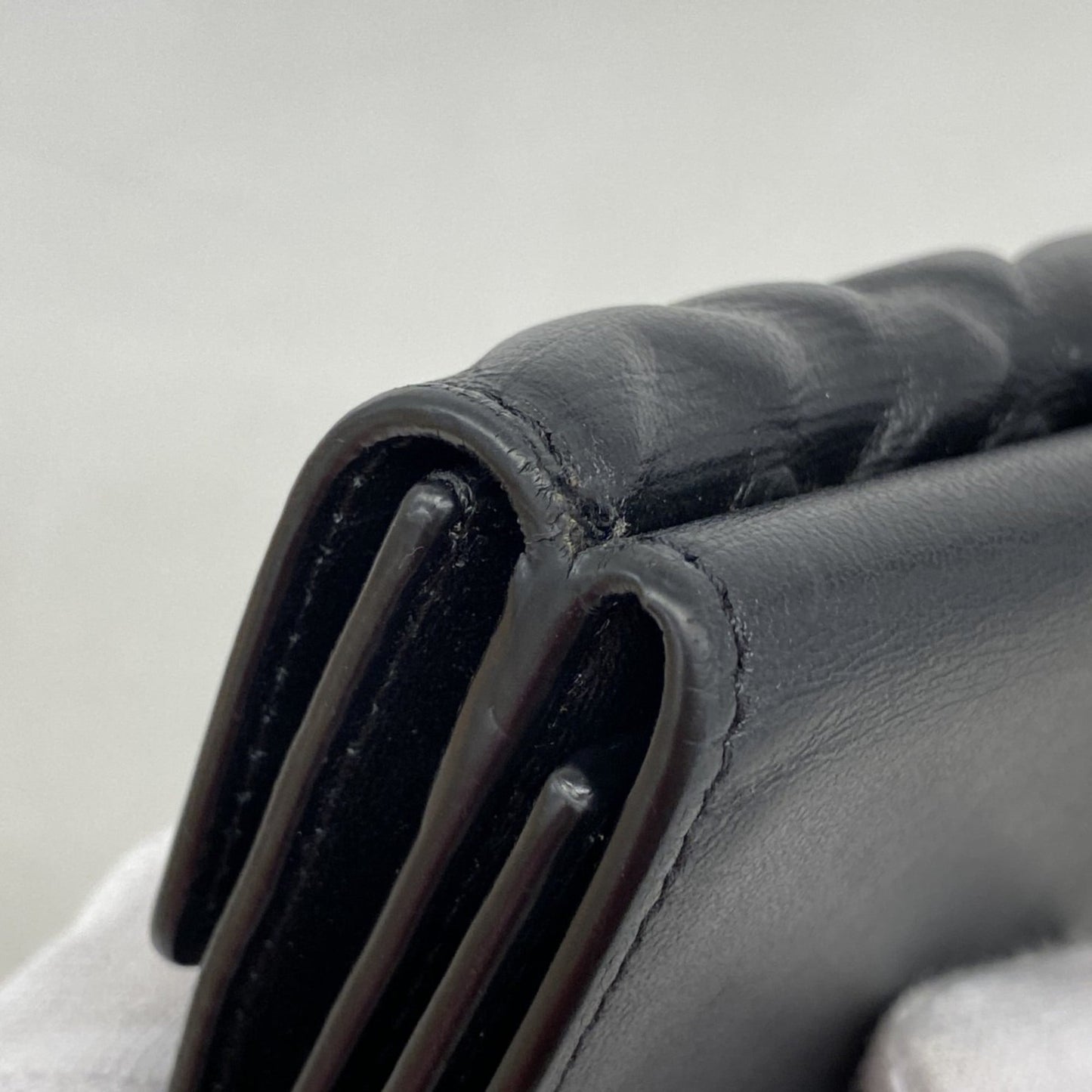 Fendi tri-fold wallet in black leather for women