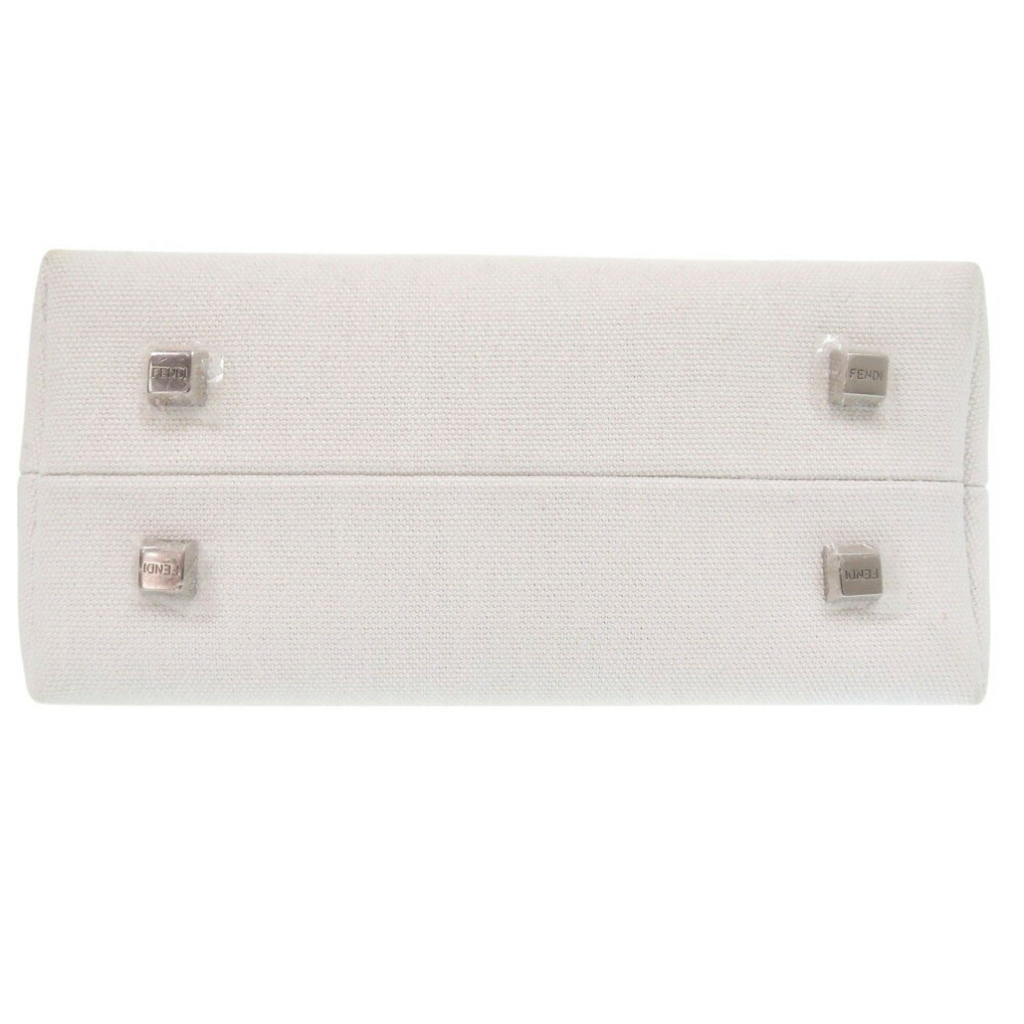 Fendi By The Way Small 8BS067 ANVG Canvas Leather Plexiglass White Handbag 1783FENDI