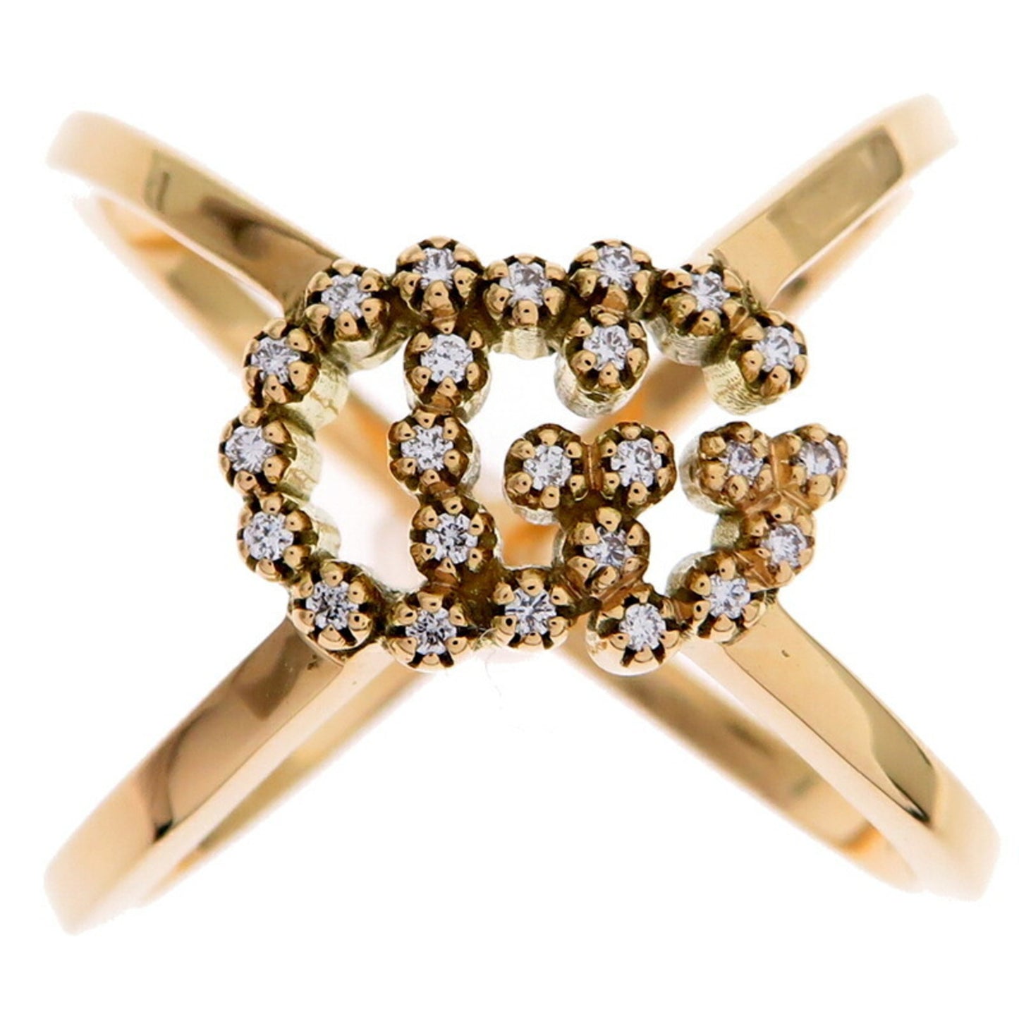 Gucci GG Running Diamond Women's Ring, 750 Yellow Gold, Size 9