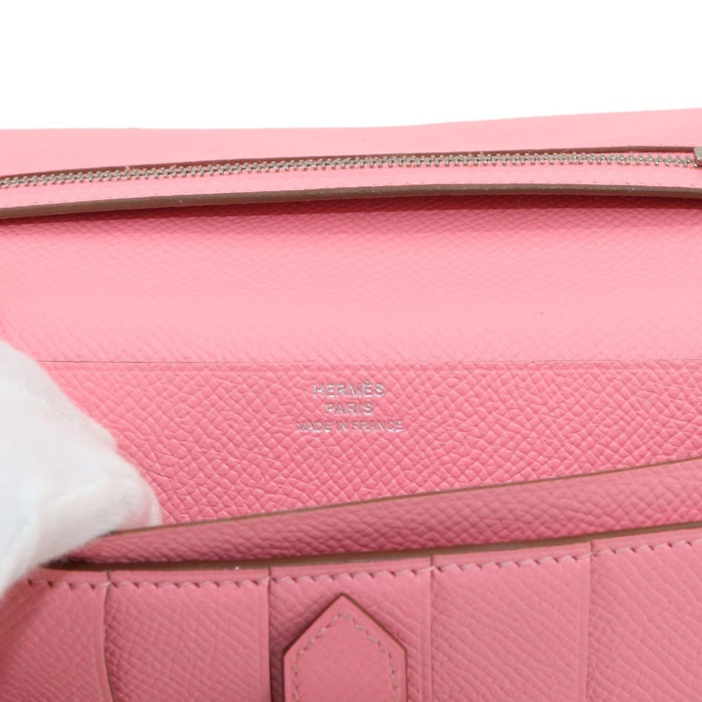 Hermes Hermès Bearn Soufflet Bifold Long Wallet, Epson Rose Confetti, T Stamp, Silver Hardware