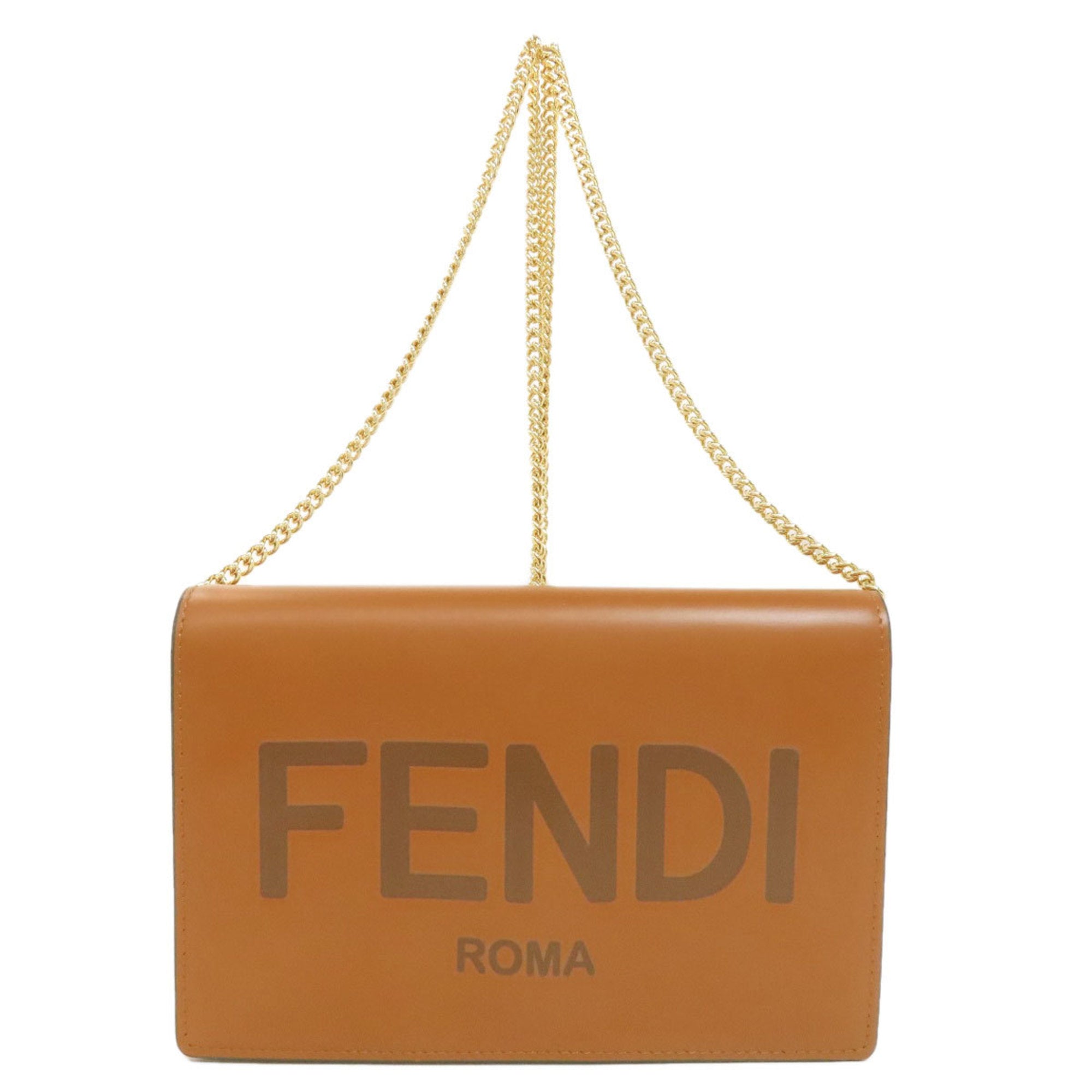 FENDI Chain Shoulder Bag Calf Leather Women's