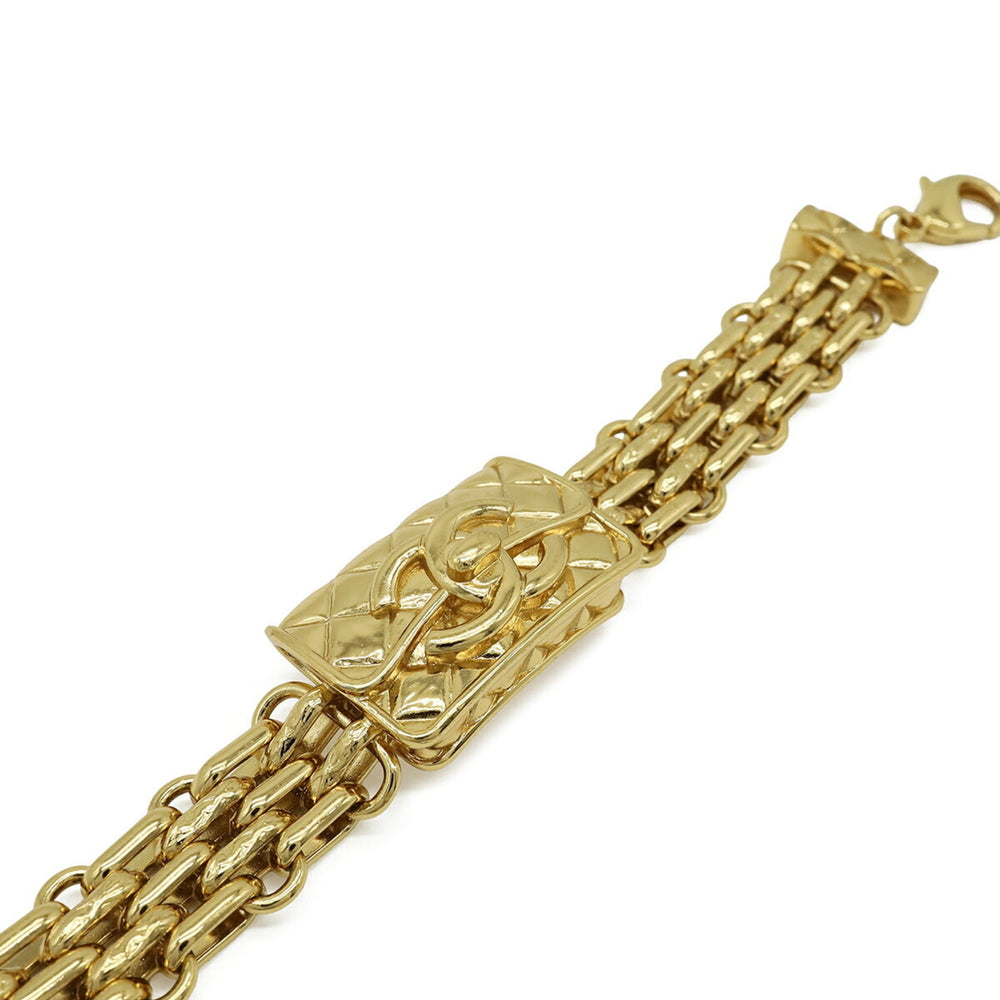 CHANEL Matelassé Coco Mark Chain Bracelet, Handbag Motif, GP Gold, B23 K — Like New