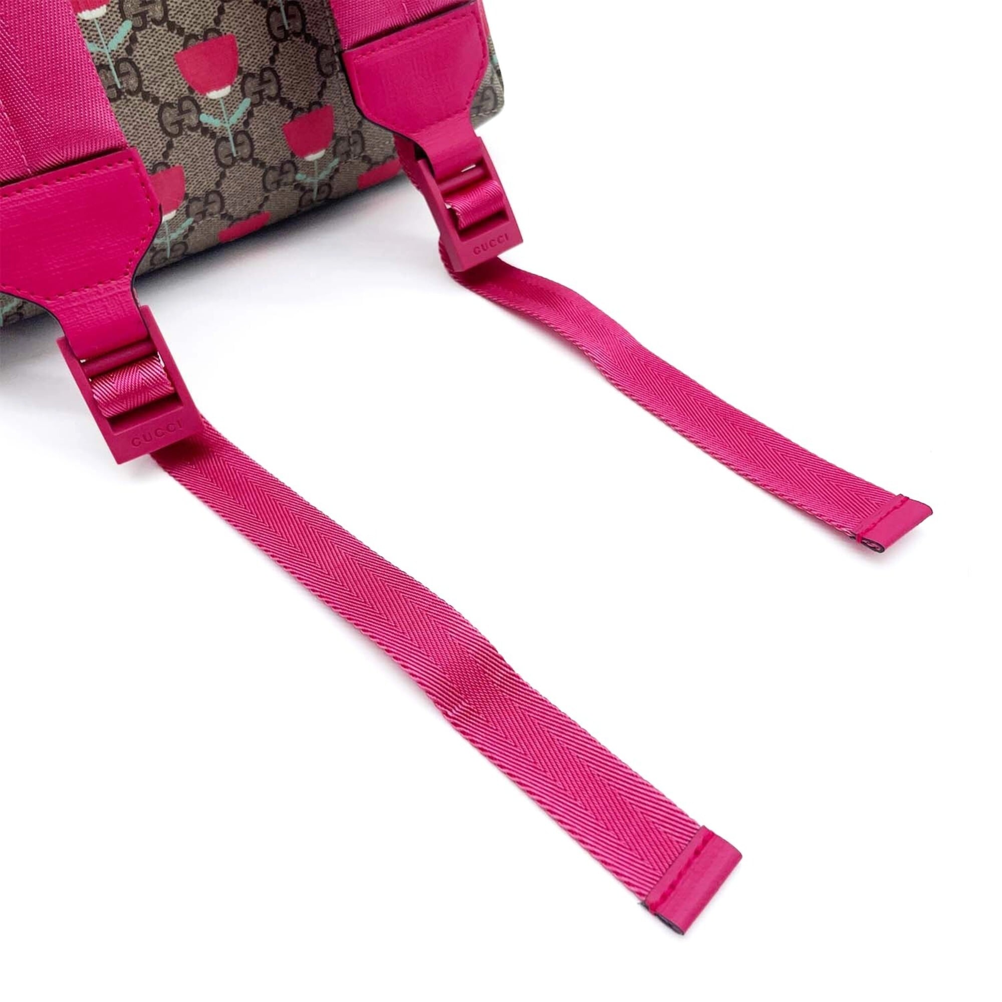 GUCCI Children's Tulip Backpack/Daypack, Flower Design, GG Supreme, 782708, Coated Canvas, Brown, Men's/Women's — Like New