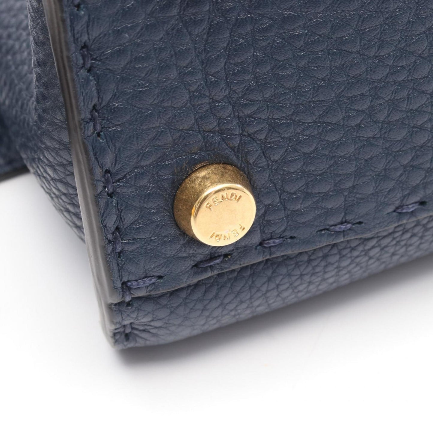 Fendi Peekaboo Essential Handbag, Leather, Women's, Navy, 8BN302