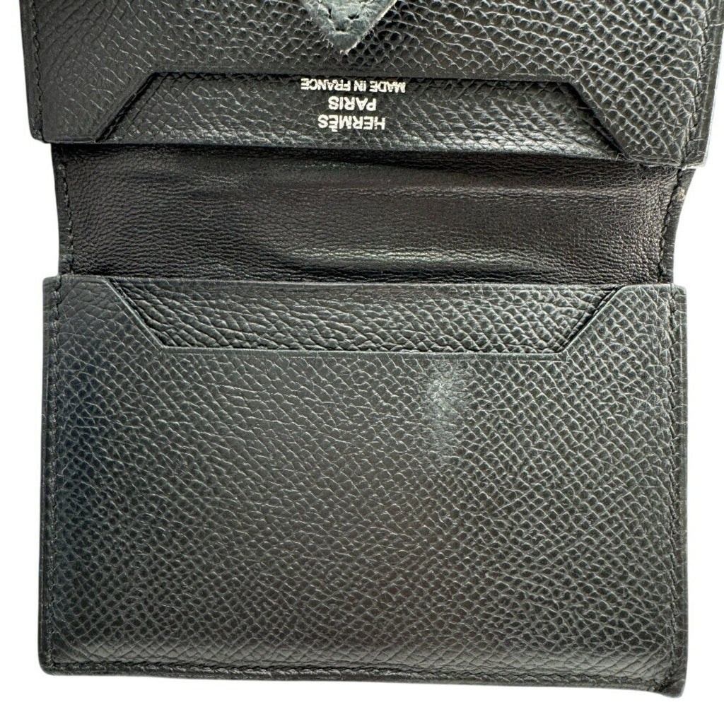HERMES Bearn Card Case Wallet Black Unisex