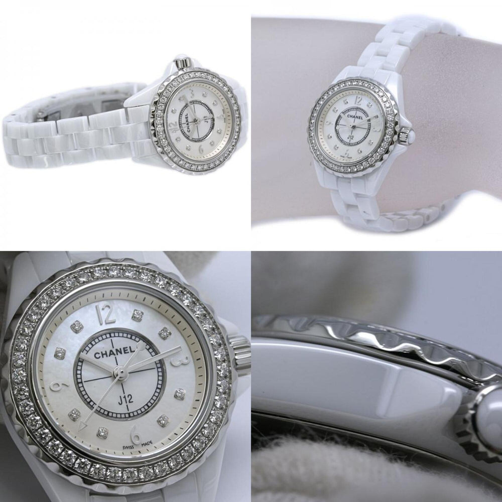 CHANEL J12 Diamond Bezel 8P H2572 Women's Watch White Ceramic x Stainless Steel 40445 — Good