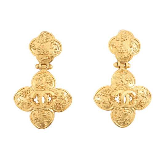 Chanel Coco Mark Flower Metal Earrings 96A CHANEL