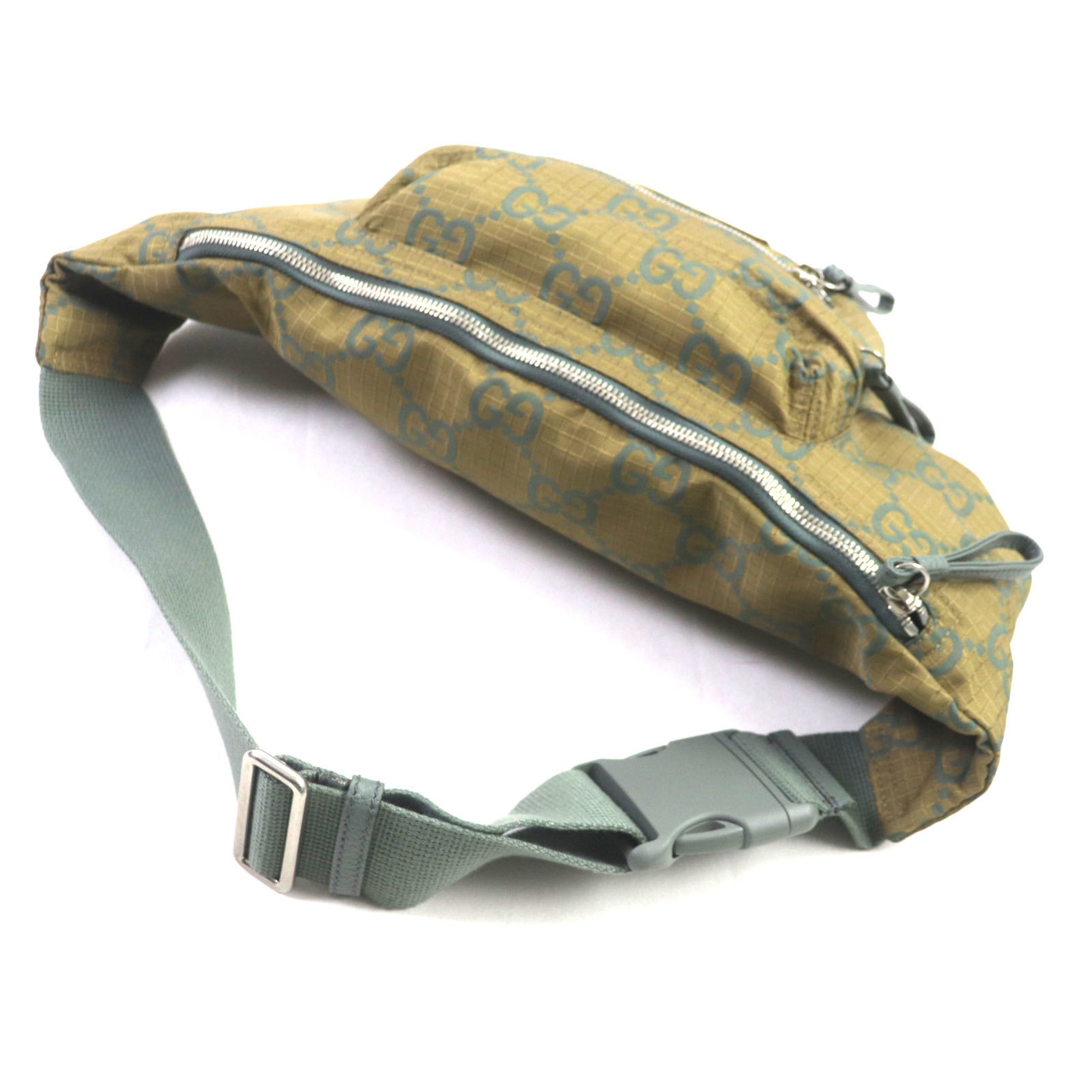 GUCCI 792287 GG Ripstop Belt Bag, Body Leather Waist Khaki, Includes Dust Made in Italy, Men's — Like New