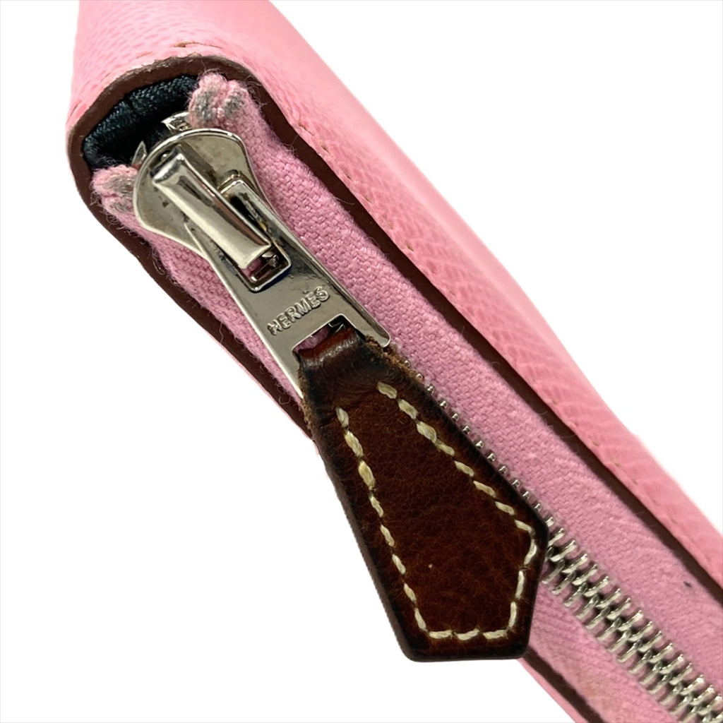Hermes Hermès Azap Silkin Compact Wallet/Coin Case, Epsom Leather, Z Stamp, Pink, Rose Confetti, Women's