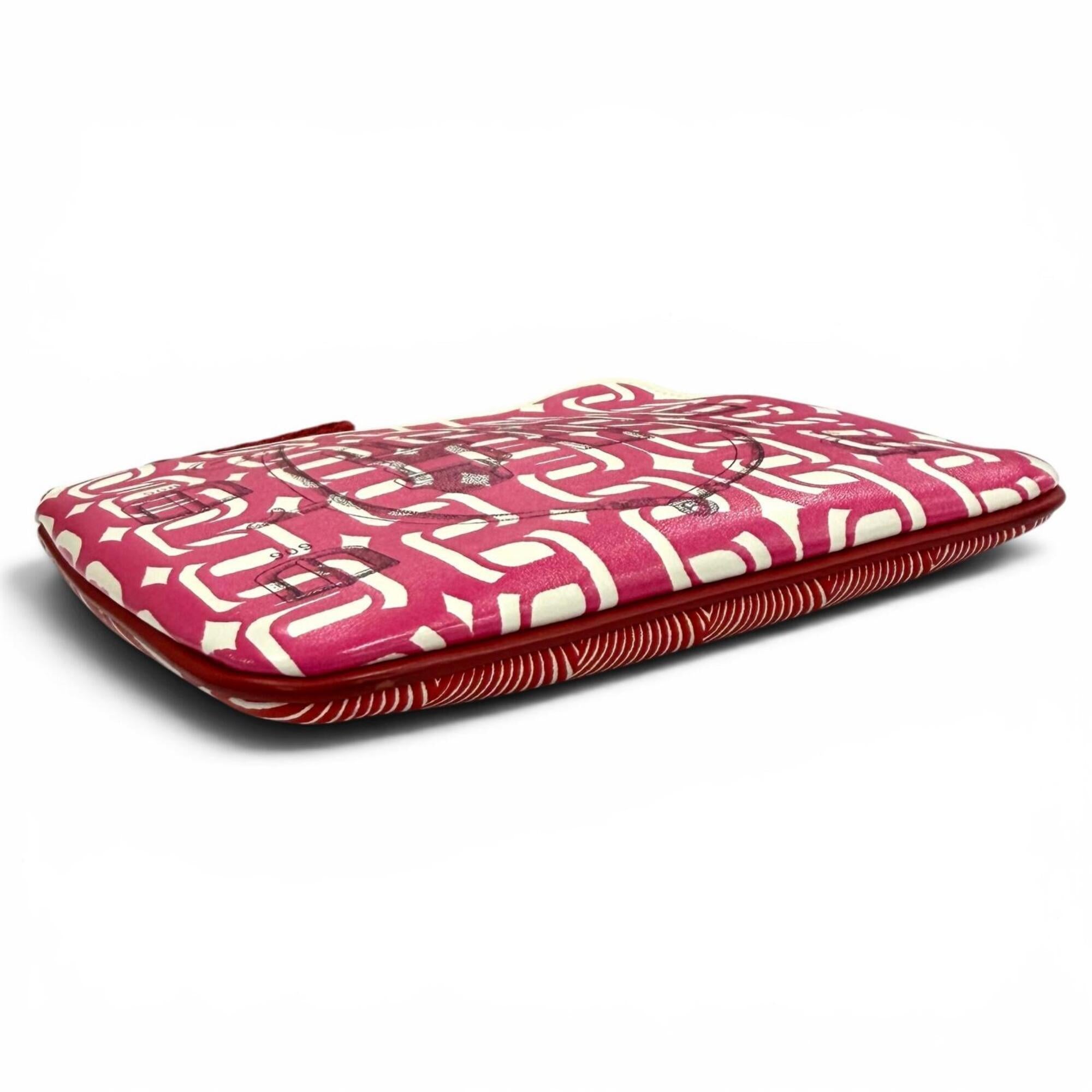 HERMES Carre Pocket Pink Veau Swift Round Zip Mini Pouch D Stamp Made in France Women's Comes with Box — Like New