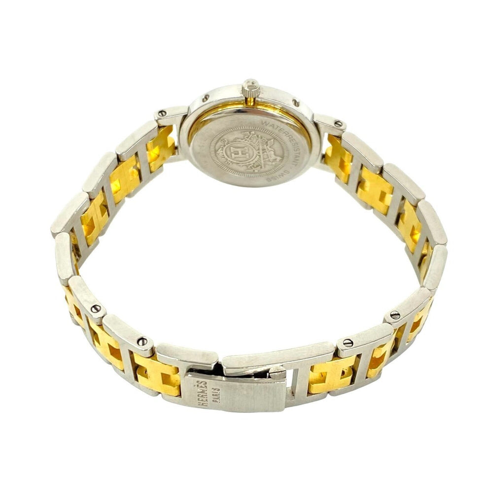 HERMES Clipper Stainless Steel GP Quartz Wristwatch, Silver/Gold, 38535 — Good