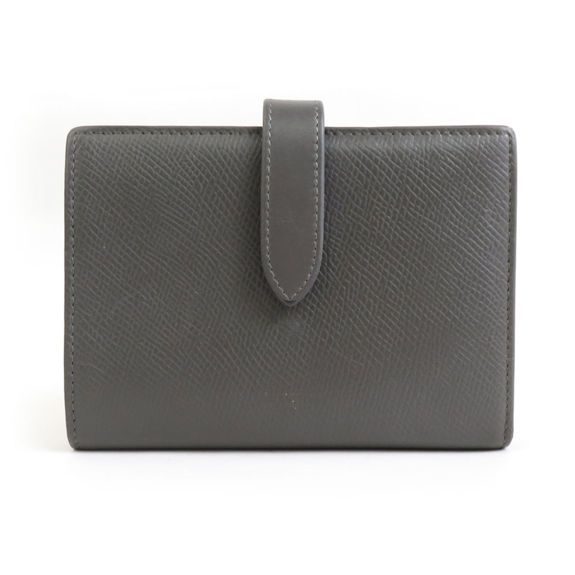 CELINE Bi-fold wallet Medium strap Leather Grey Women's h30542