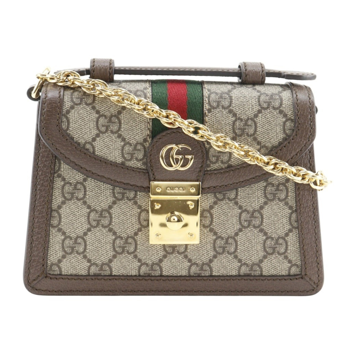 Gucci Ophidia Shoulder Bag, Sherry Line Mini Chain 696180, GG Supreme Canvas, Brown, 2-way, Flap, Women's — Like New