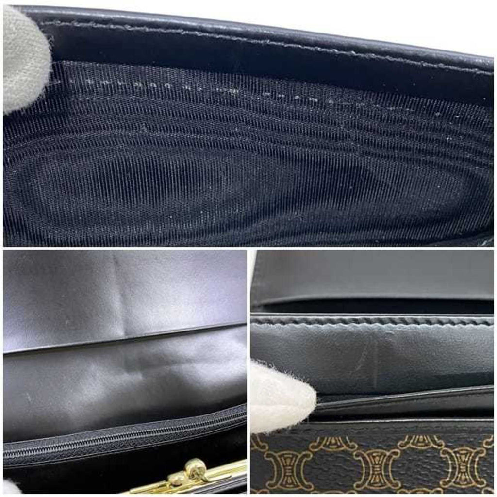 Celine Bi-fold Long Wallet f-21899 Black Brown Macadam DF 0P227 300 00 PVC Leather M/00/1 CELINE Flap with Clasp