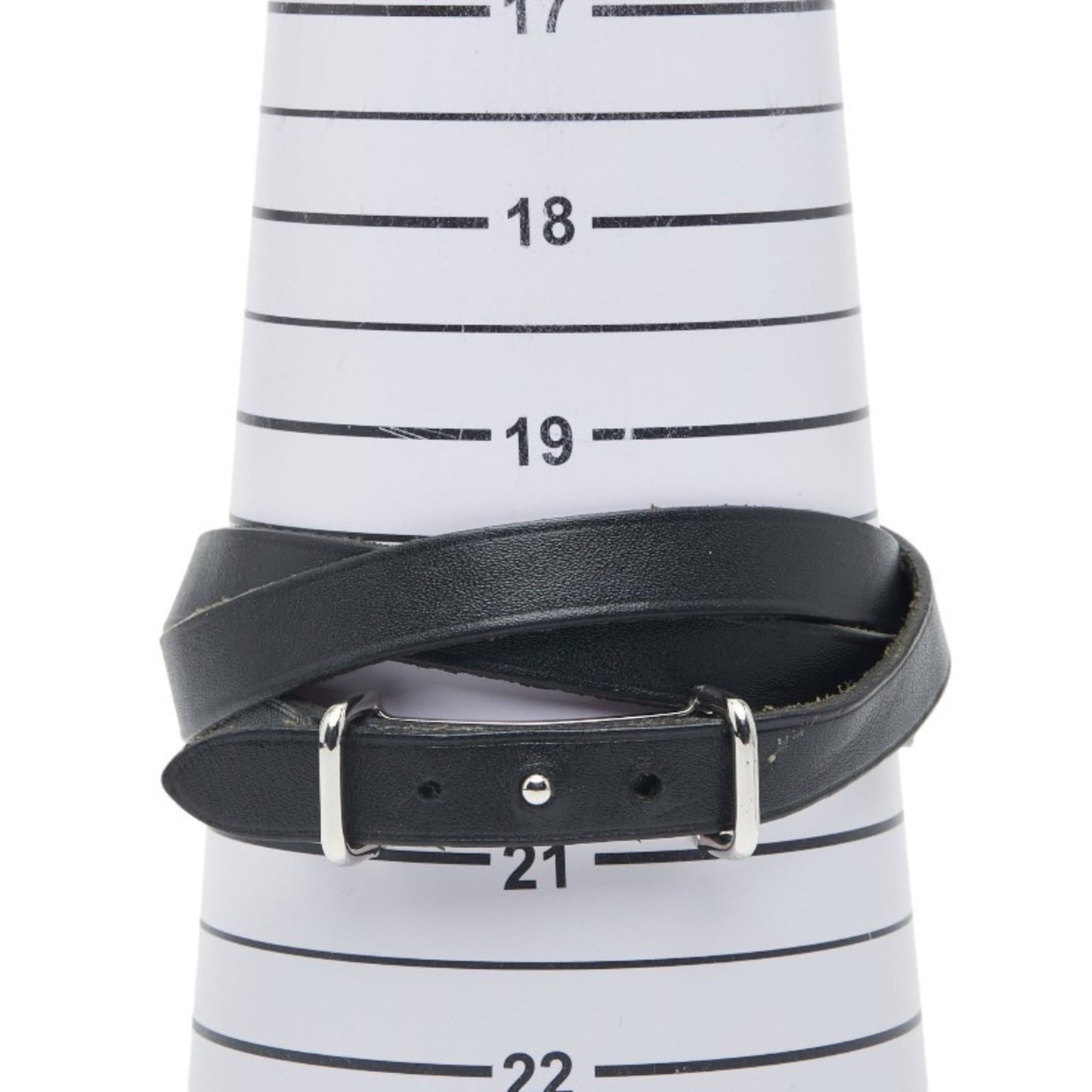 Hermes Api II Bracelet in Black and Silver Leather Metal for Women