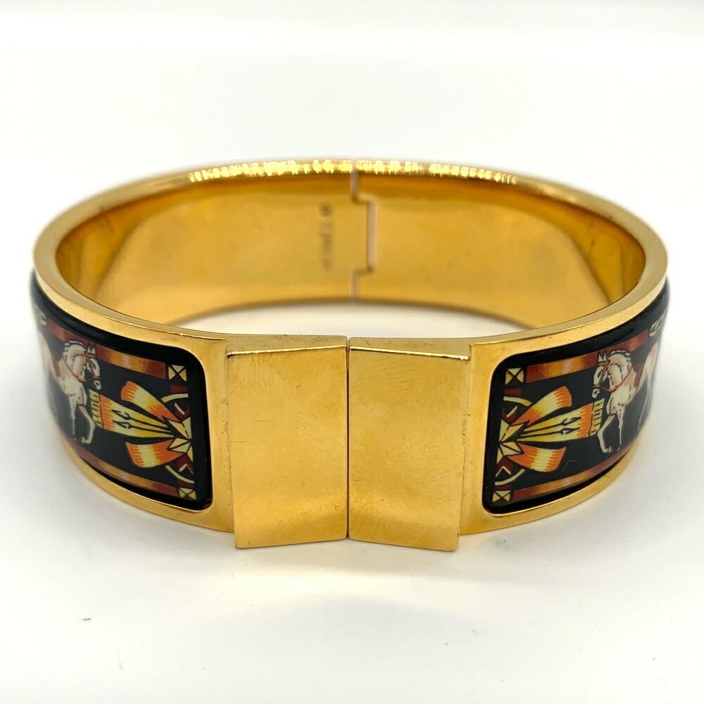 Hermes Click Clack enamel GM cloisonné bangle bracelet.