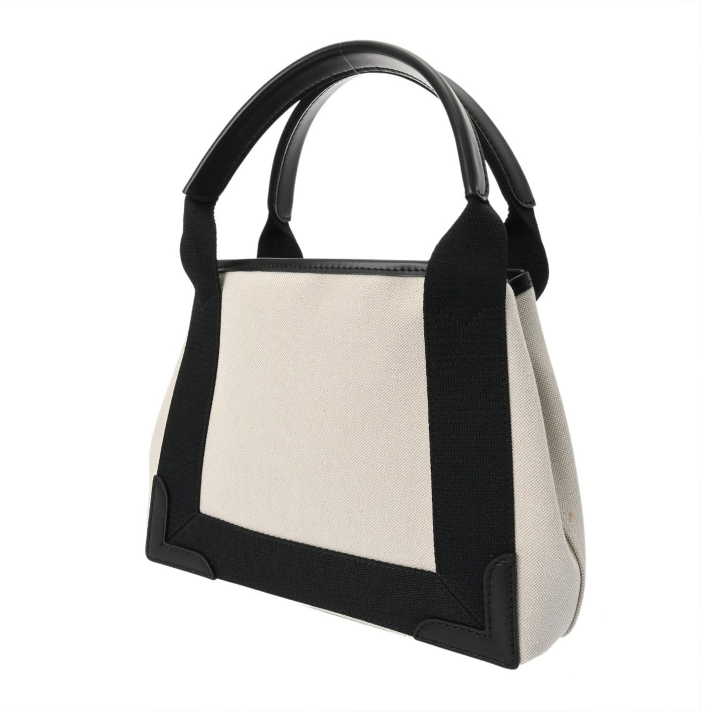 BALENCIAGA Navy Cabas XS 2-Way Handbag in White and Black (390346) - Women's Canvas Leather Pre-owned, Condition: A Ginzo