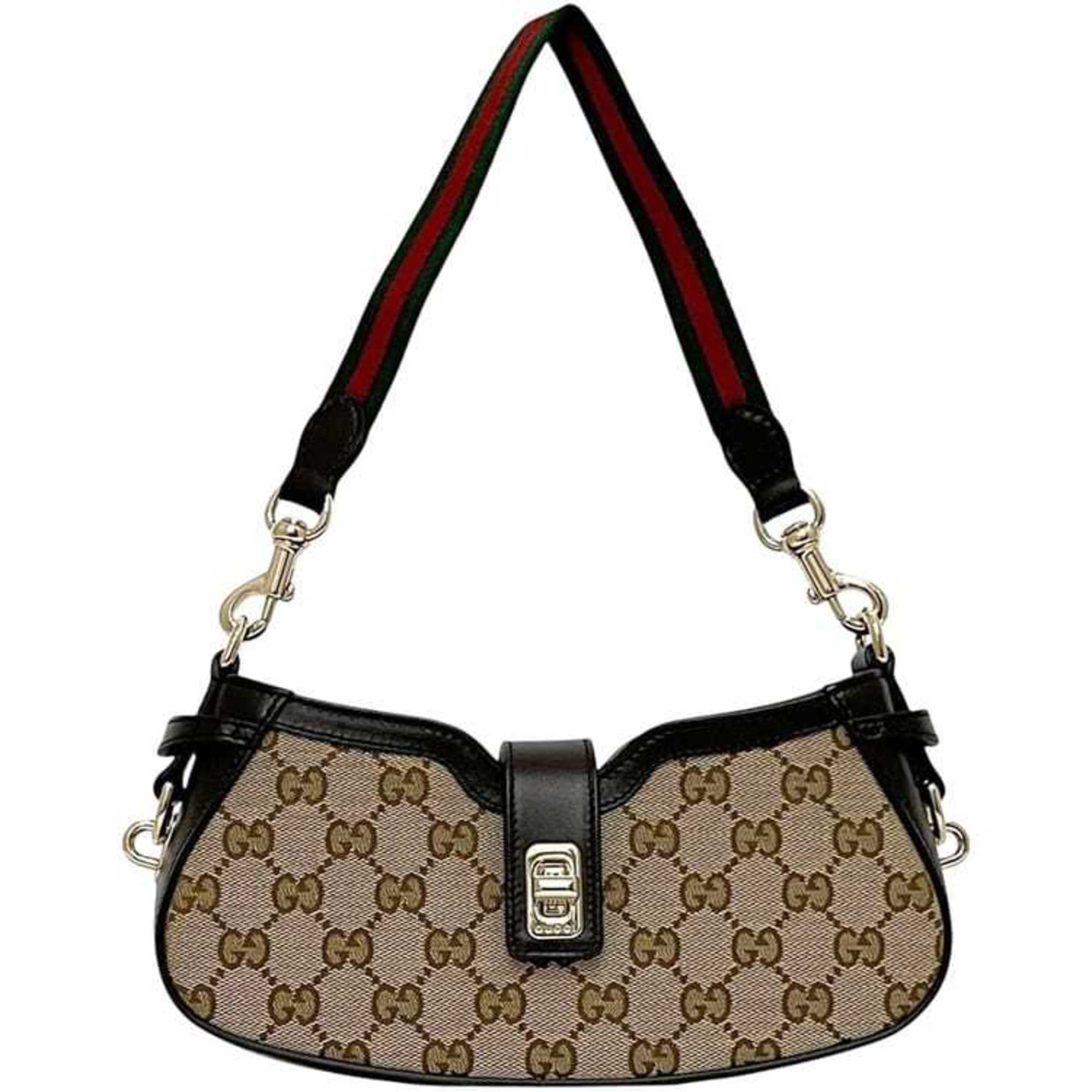 Gucci Moonside Shoulder Bag f-24565 Beige Brown GG Canvas Sherry 786015 Unused Leather 525040 GUCCI Women's — Like New