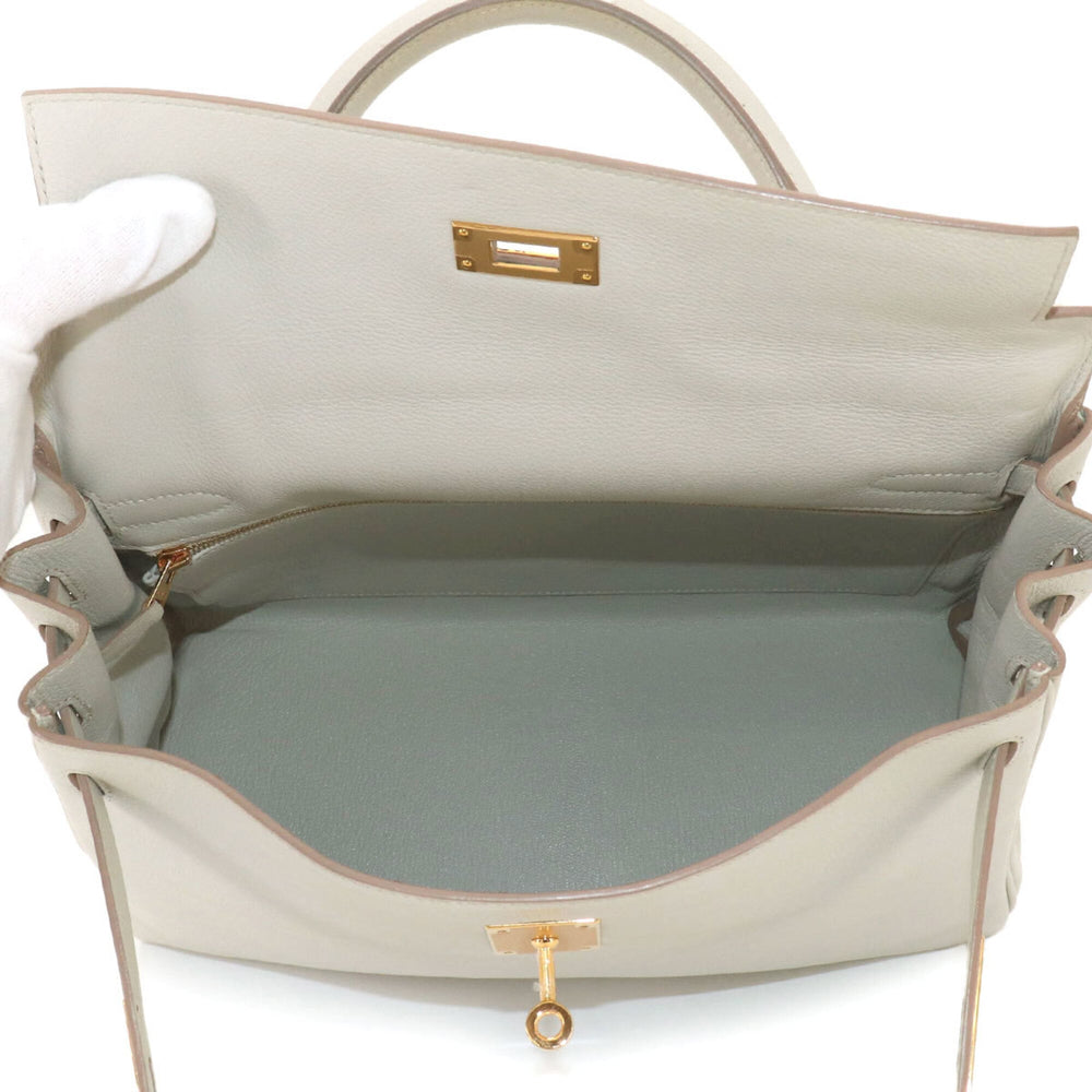 Hermes Kelly 32 Evercolor Beton 2-way Hand/Shoulder Handbag, Inside Stitching, A Stamp, Gold Hardware — Like New
