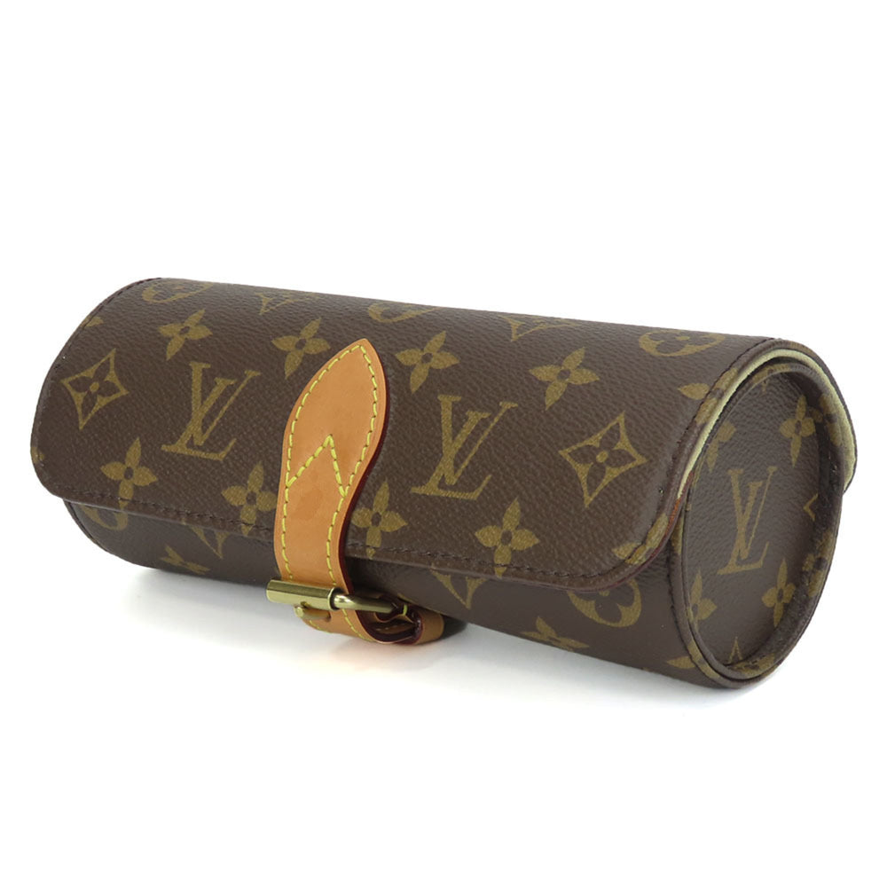 Louis Vuitton Etui 3 Montre M47530 Monogram Brown Bag with Gold Hardware Watch Case for Men and Women — Very Good