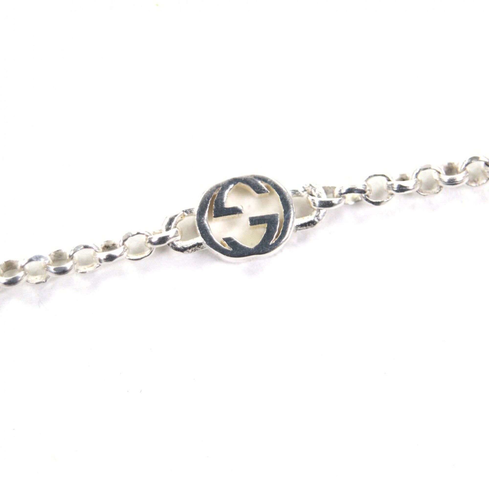 GUCCI 627757 AG925 Double G Key Chain Necklace, Silver, with Box and Dust Bag, Made in Italy, Total Weight 6.6g, Women's — Like New