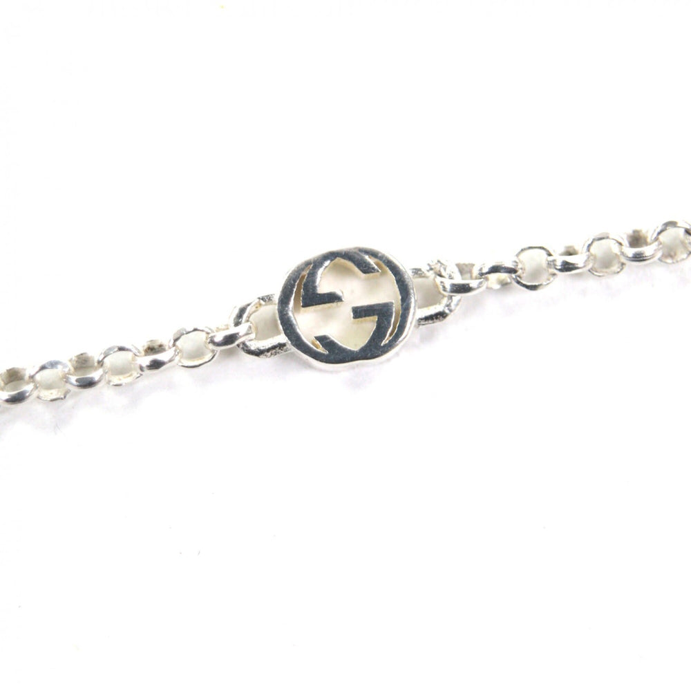GUCCI 627757 AG925 Double G Key Chain Necklace, Silver, with Box and Dust Bag, Made in Italy, Total Weight 6.6g, Women's — Like New