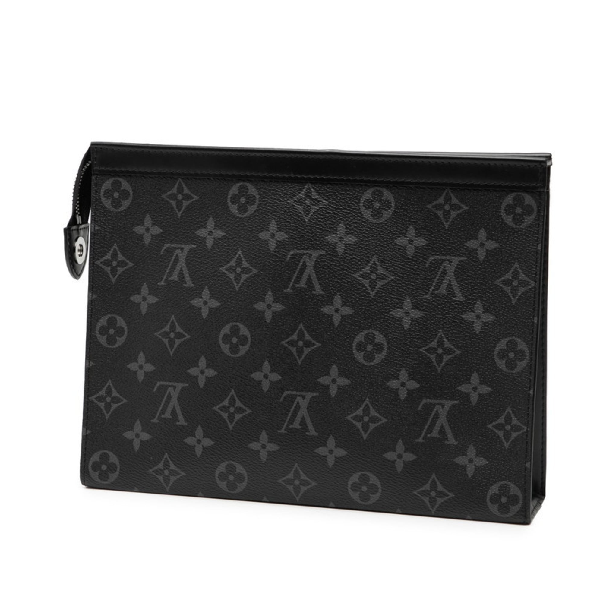 Louis Vuitton Monogram Eclipse Pochette Voyage MM Second Bag/Clutch Bag M61692 Black Leather Men's LOUIS VUITTON