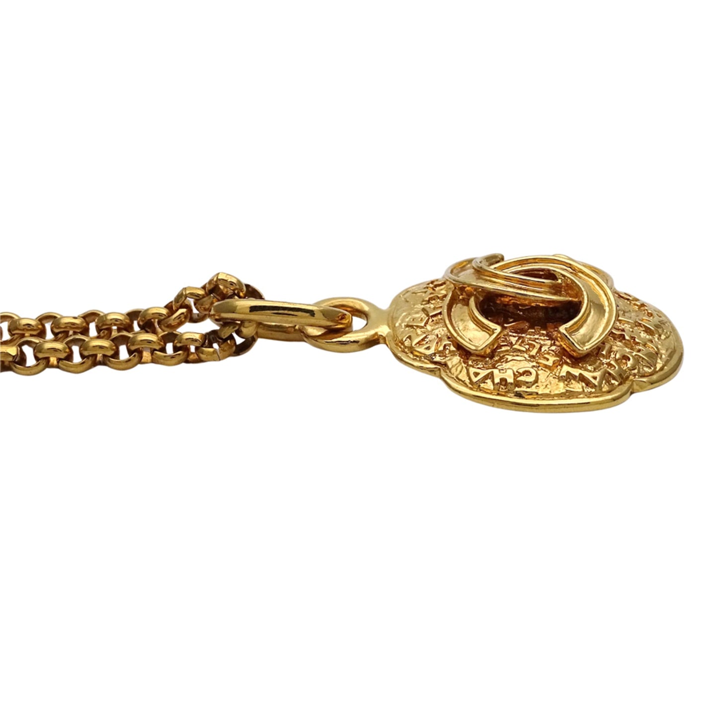 Chanel CHANEL necklace with Coco Mark, women's and men's brand GP gold logo clover pendant