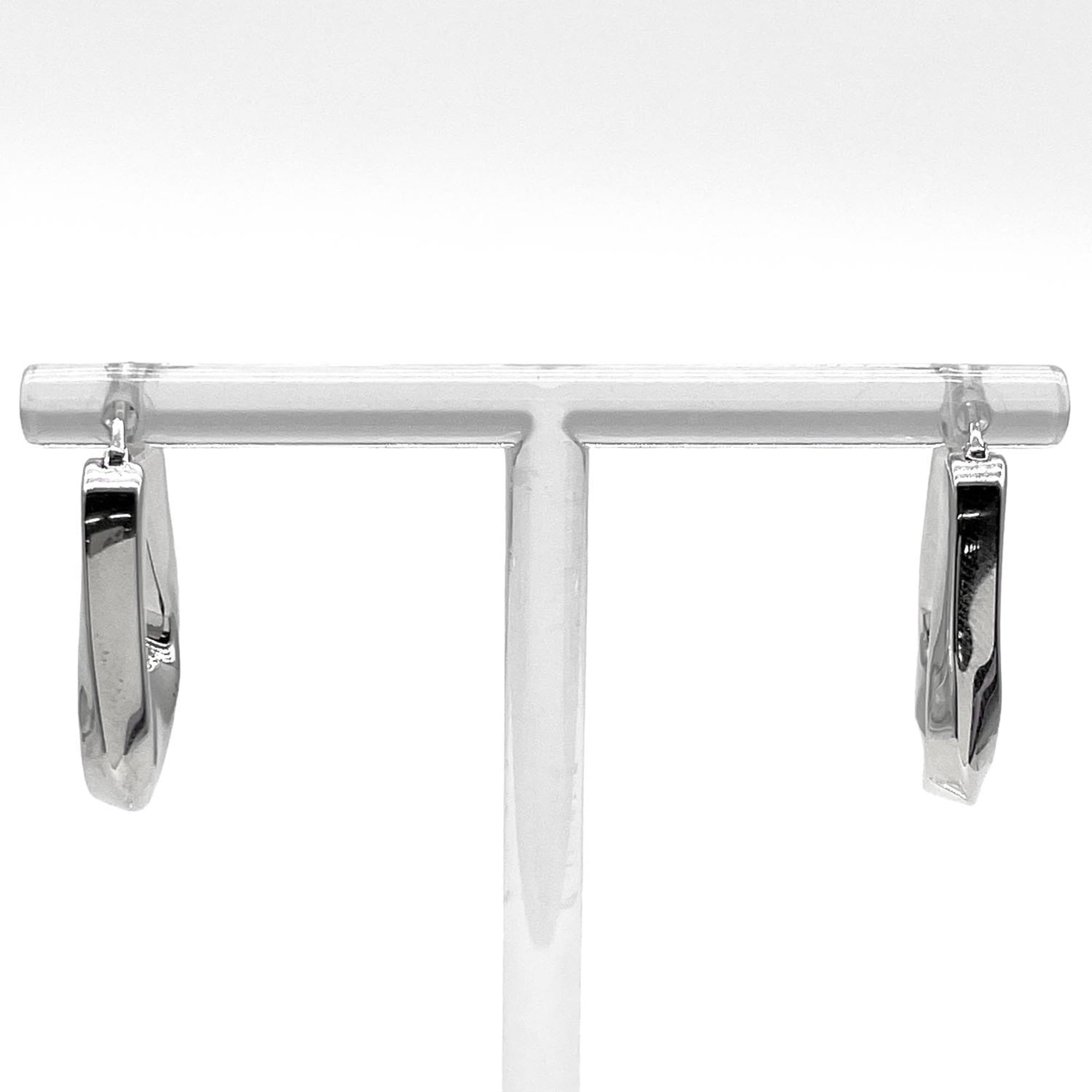 BOTTEGA VENETA Essential Twist Triangle Hoop Earrings, SV925 Silver, Men's & Women's — Like New
