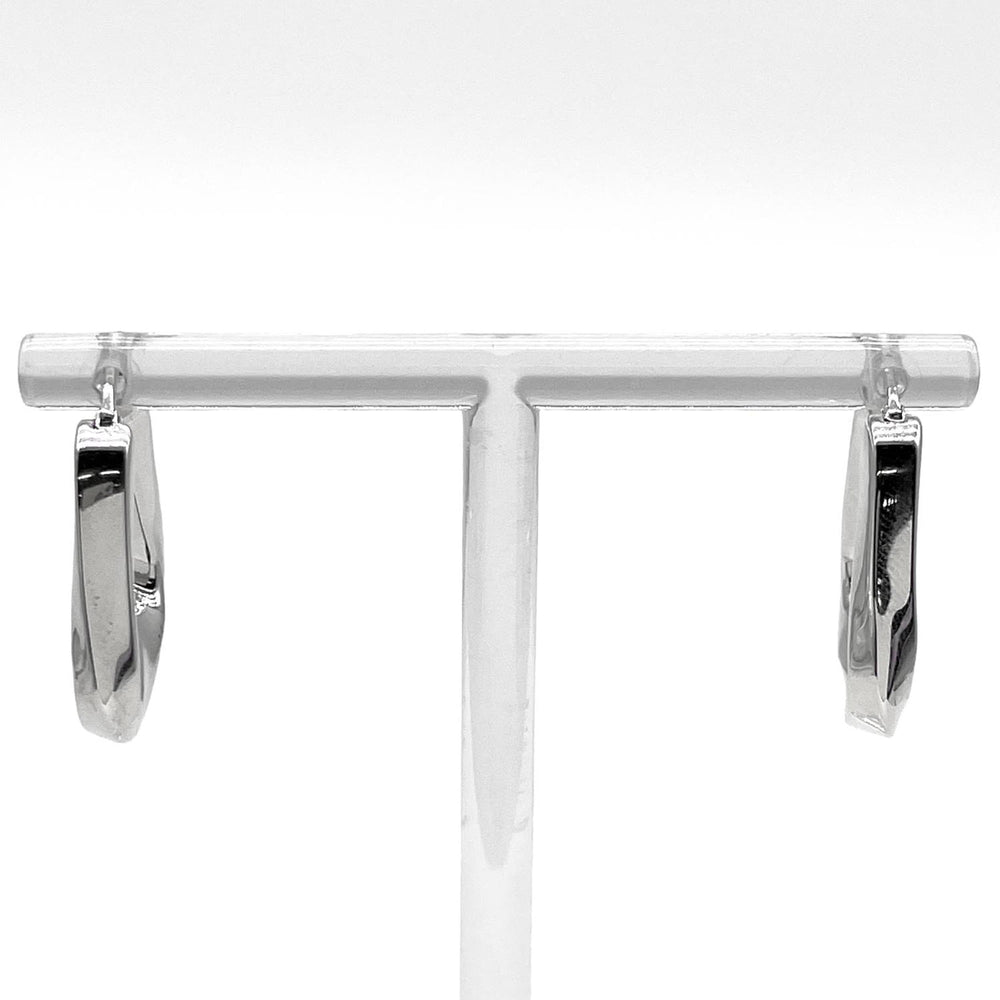 BOTTEGA VENETA Essential Twist Triangle Hoop Earrings, SV925 Silver, Men's & Women's — Like New