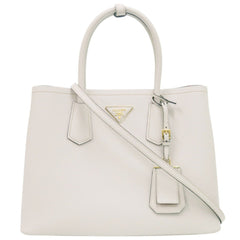 Prada 2-Way Saffiano Triangle 1BG775 Leather Ivory Handbag 0936PRADA — Like New
