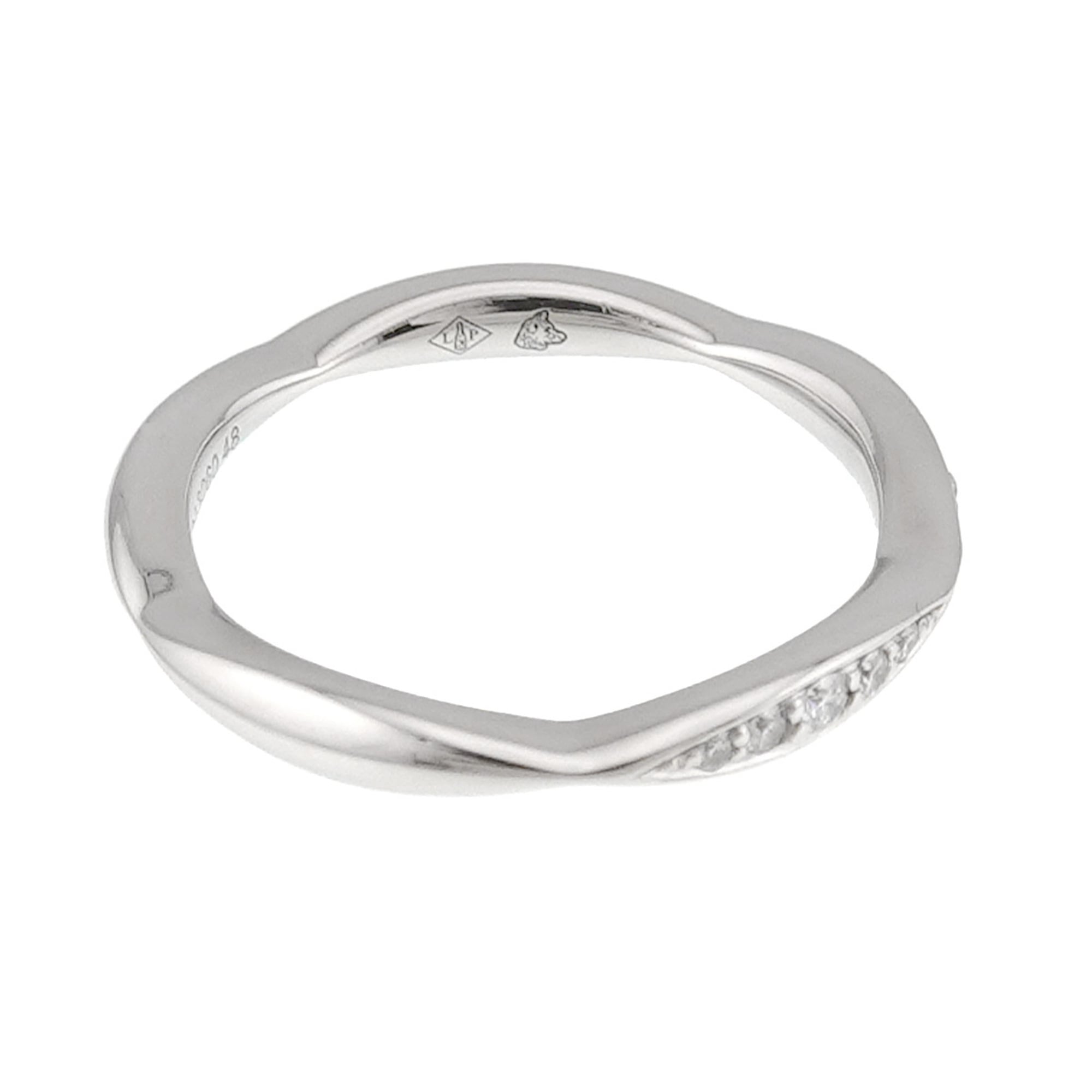 Chanel Camellia Ring #48, Half Diamond, Platinum — Like New