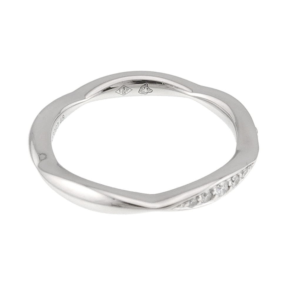 Chanel Camellia Ring #48, Half Diamond, Platinum — Like New