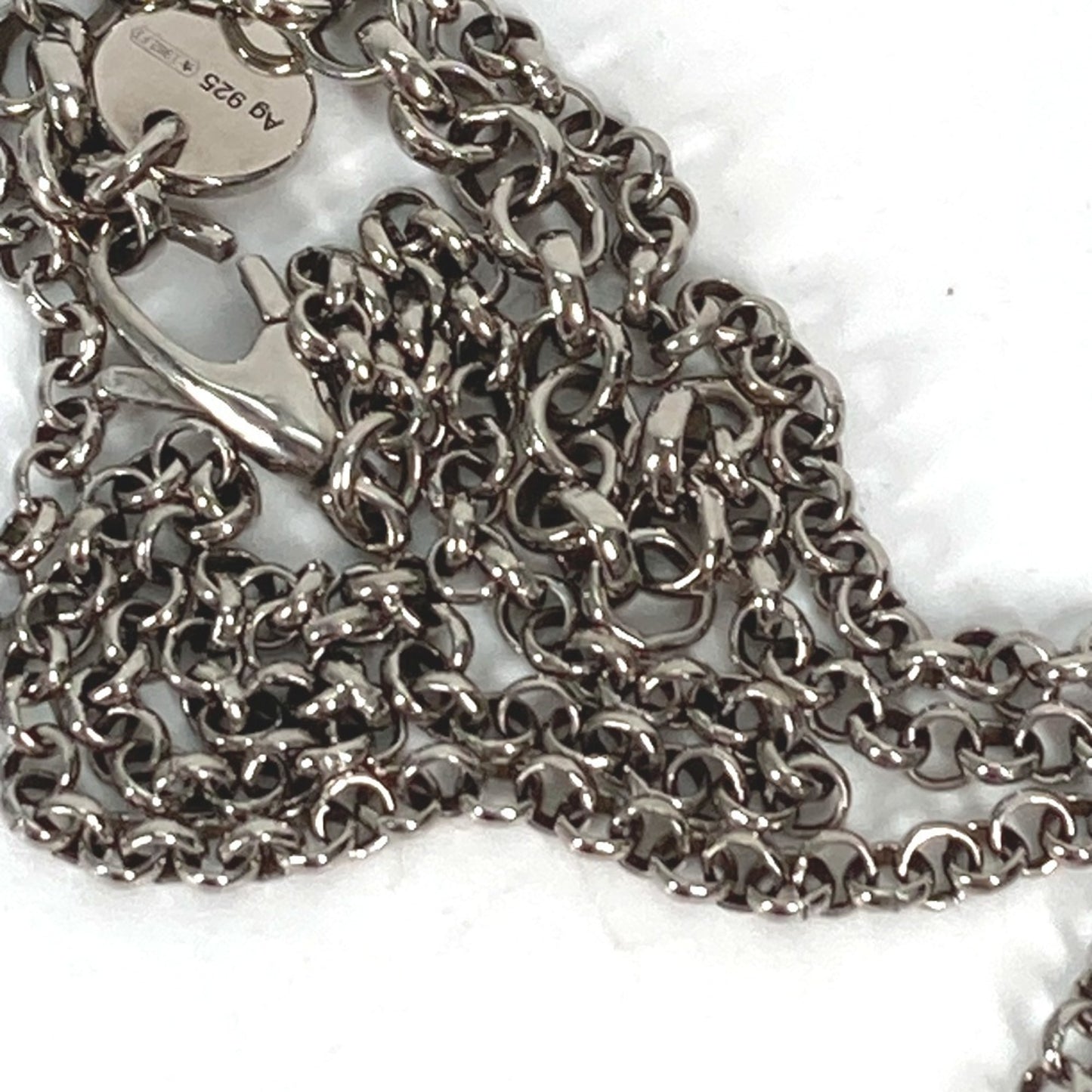 GUCCI Arabesque Interlocking G Pendant Chain Necklace in SV925 Silver for Women