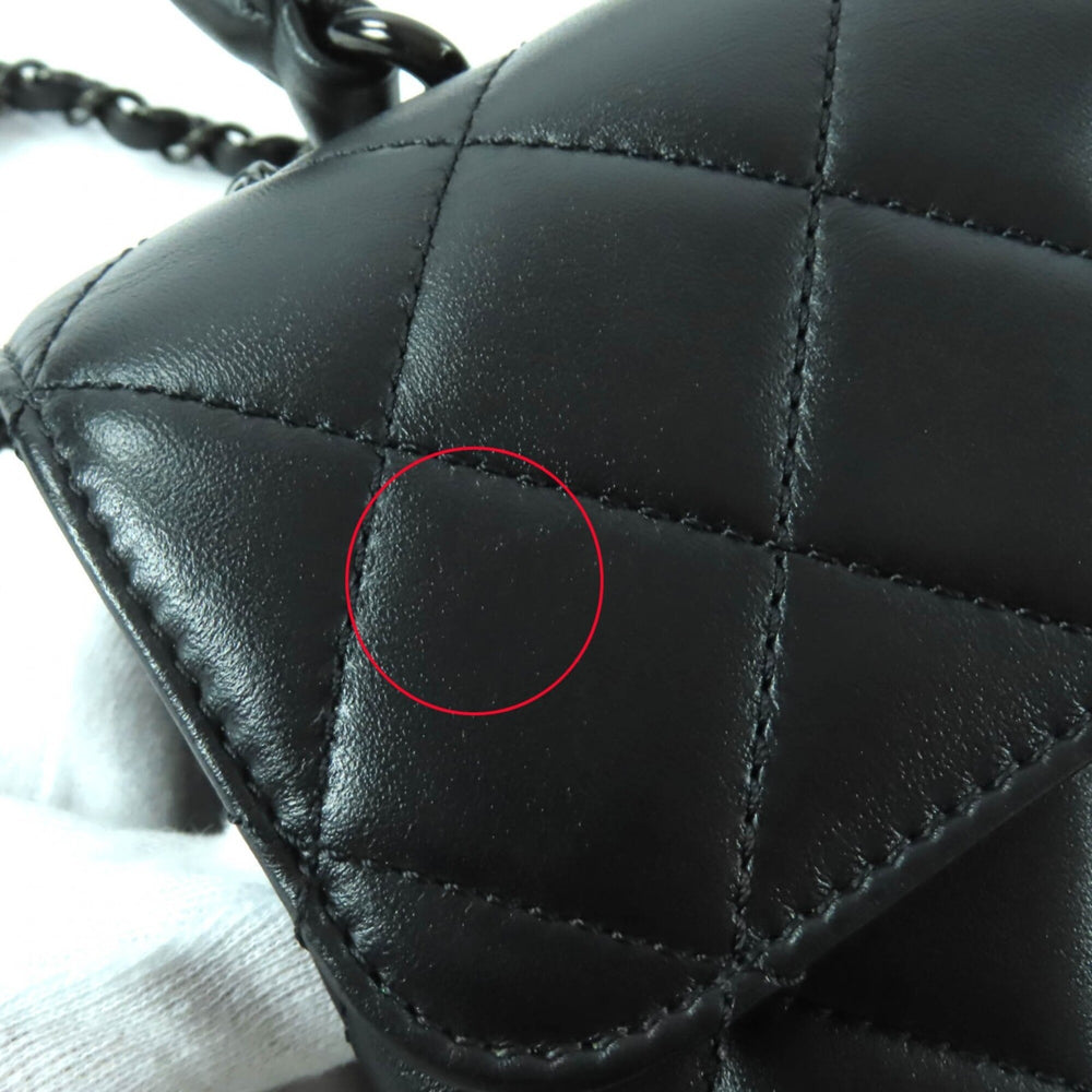 CHANEL Trendy CC Lambskin Leather Top Handle Matelassé Chain Shoulder Bag, Black with Hardware, Made in Italy, Women's — Like New