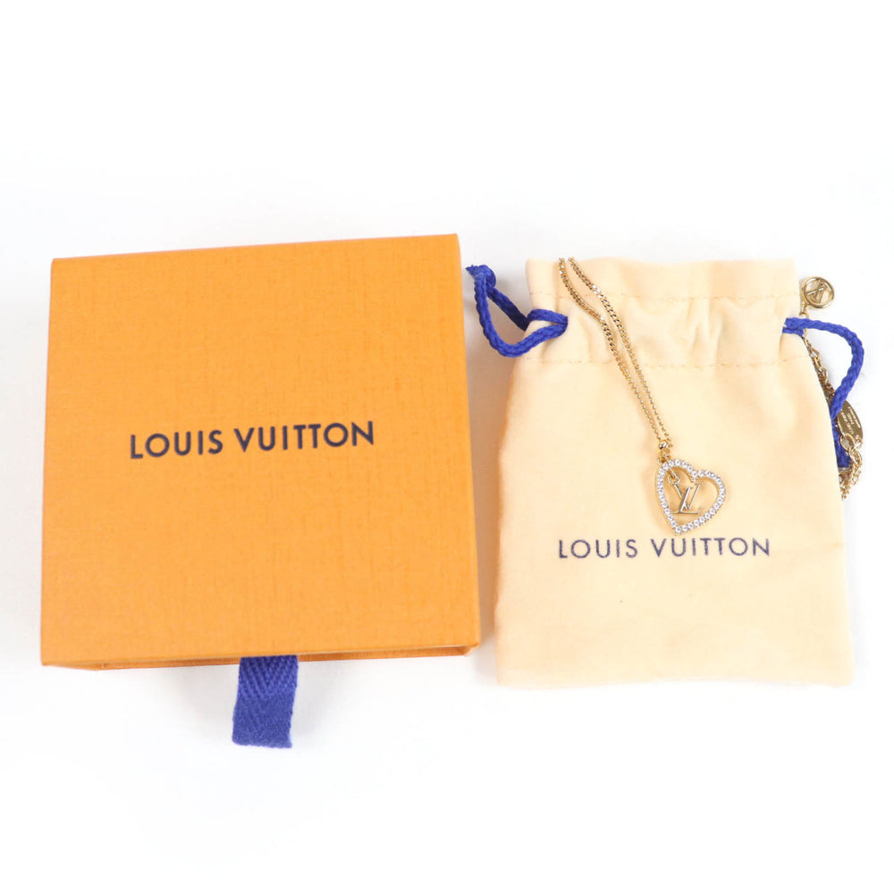 LOUIS VUITTON 2024 M02389 My LV Heart Rhinestone Gold Necklace with Box and Dust Bag, Made in Italy, Women's — Like New