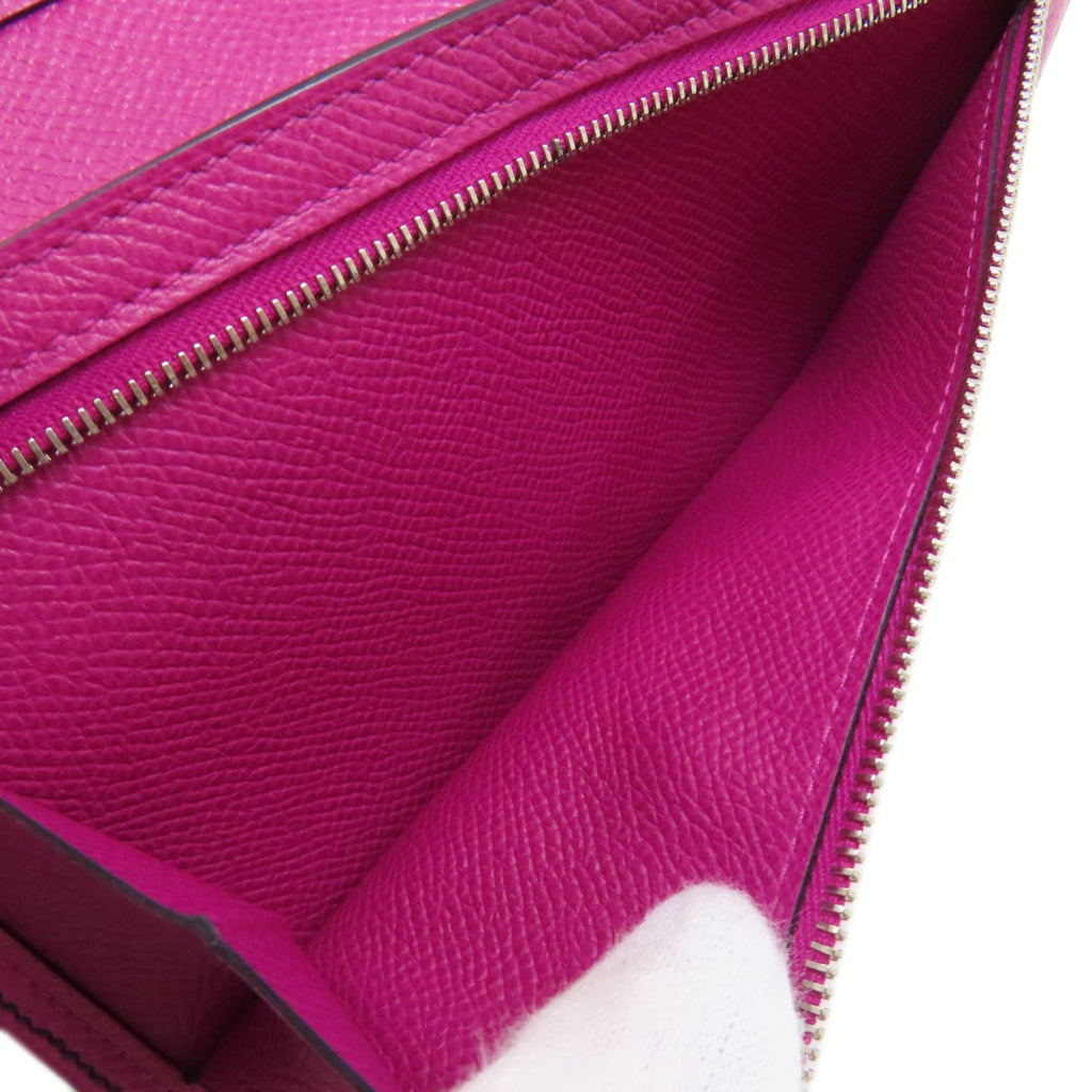 Hermes Hermès Bearn soufflet long wallet in blue indigo and rose purple with silver hardware, Epson, for women.