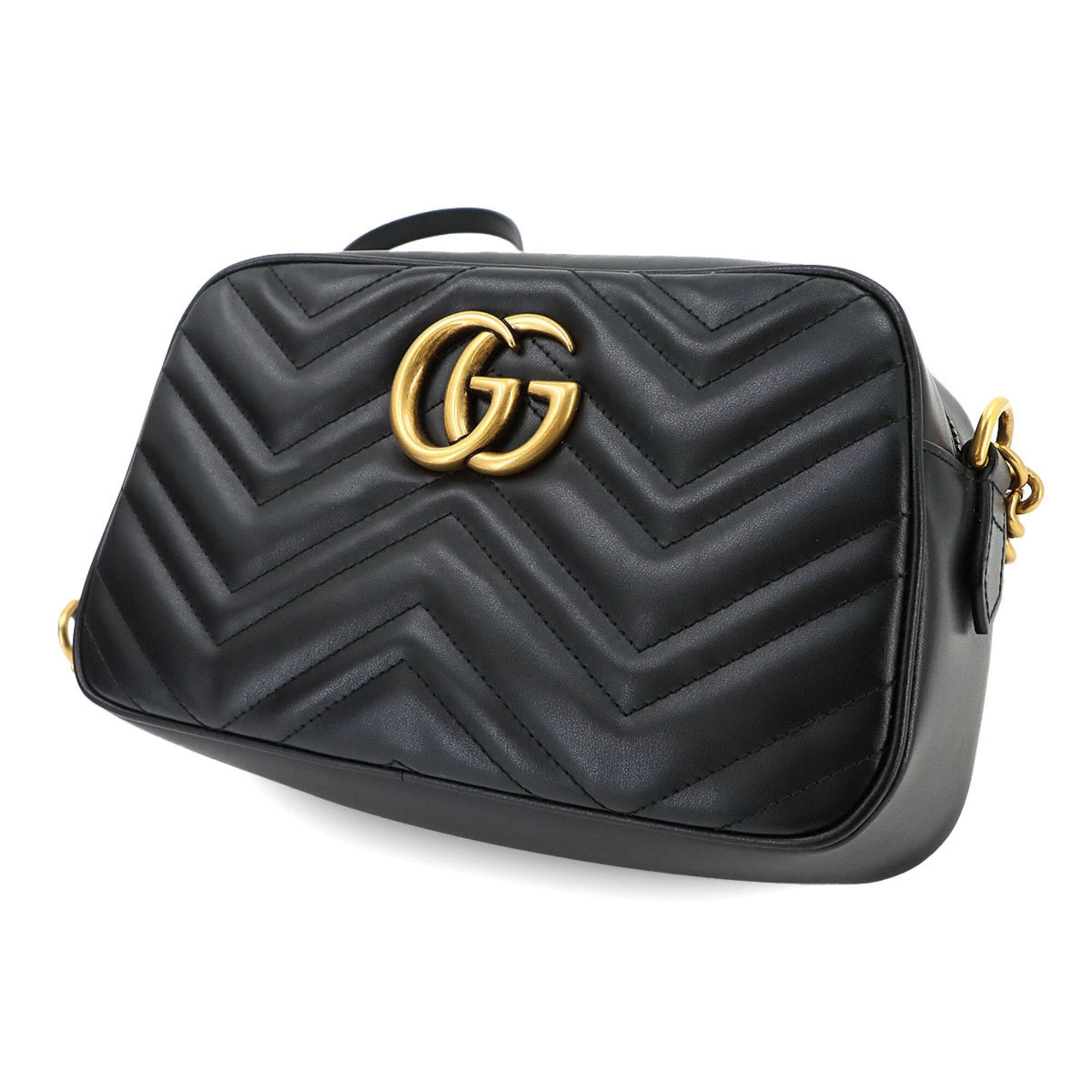 Gucci GG Marmont Chain Shoulder Handbag, Leather, Black, 447632 Bag — New - Store Return