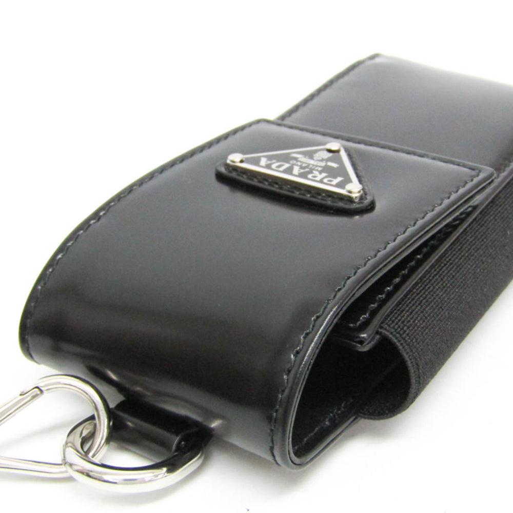 Prada Triangle Logo Phone Pouch Men,Women Leather Pouch Black — Like New