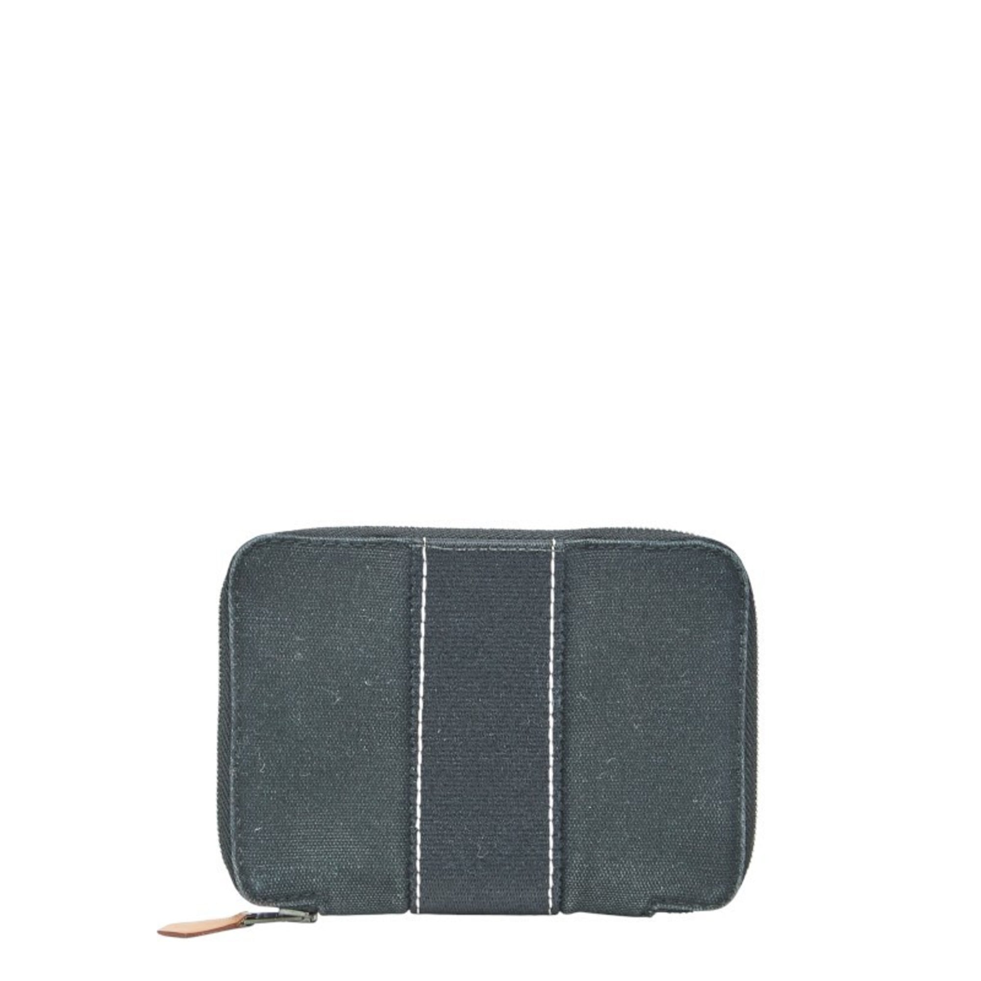 Hermes Hermès Deauville Purse PM Zip-Around Bifold Wallet in Black Canvas for Women