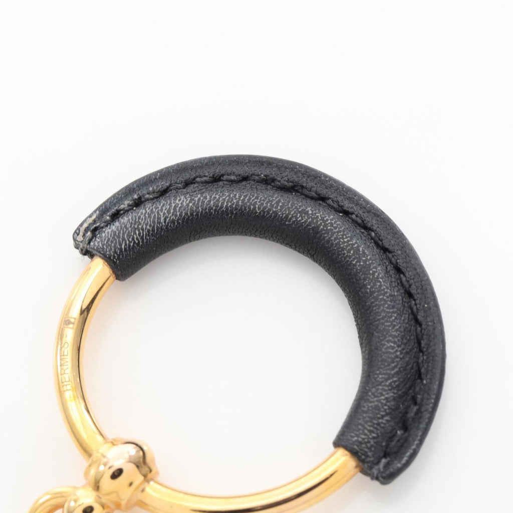 Hermes Hermès Grand Loop Earrings, Gold-Plated Leather, Women's, Gold and Black